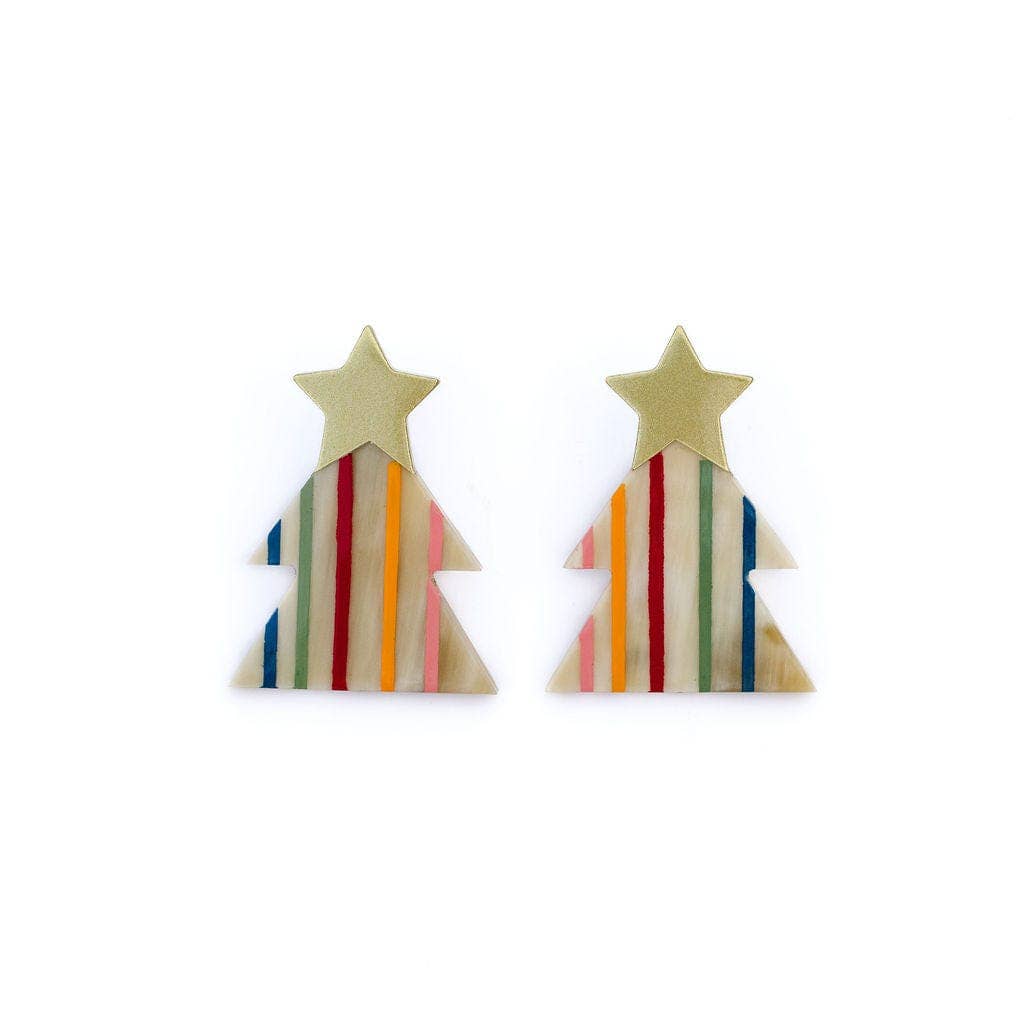 Rainbow Horn Christmas Tree Earring