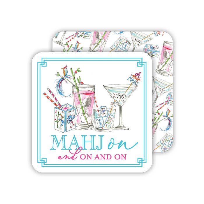 Mahjong Cocktails Mahj On and On and On Square Coaster