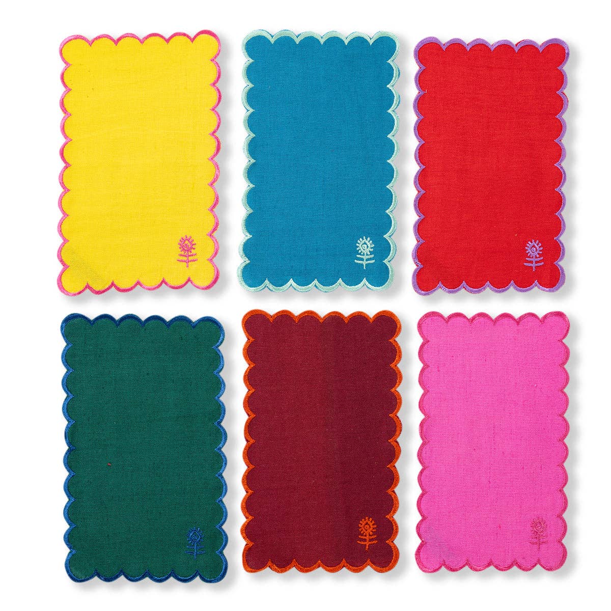Icon Linen Cocktail Napkins Set of 6 Rainbow