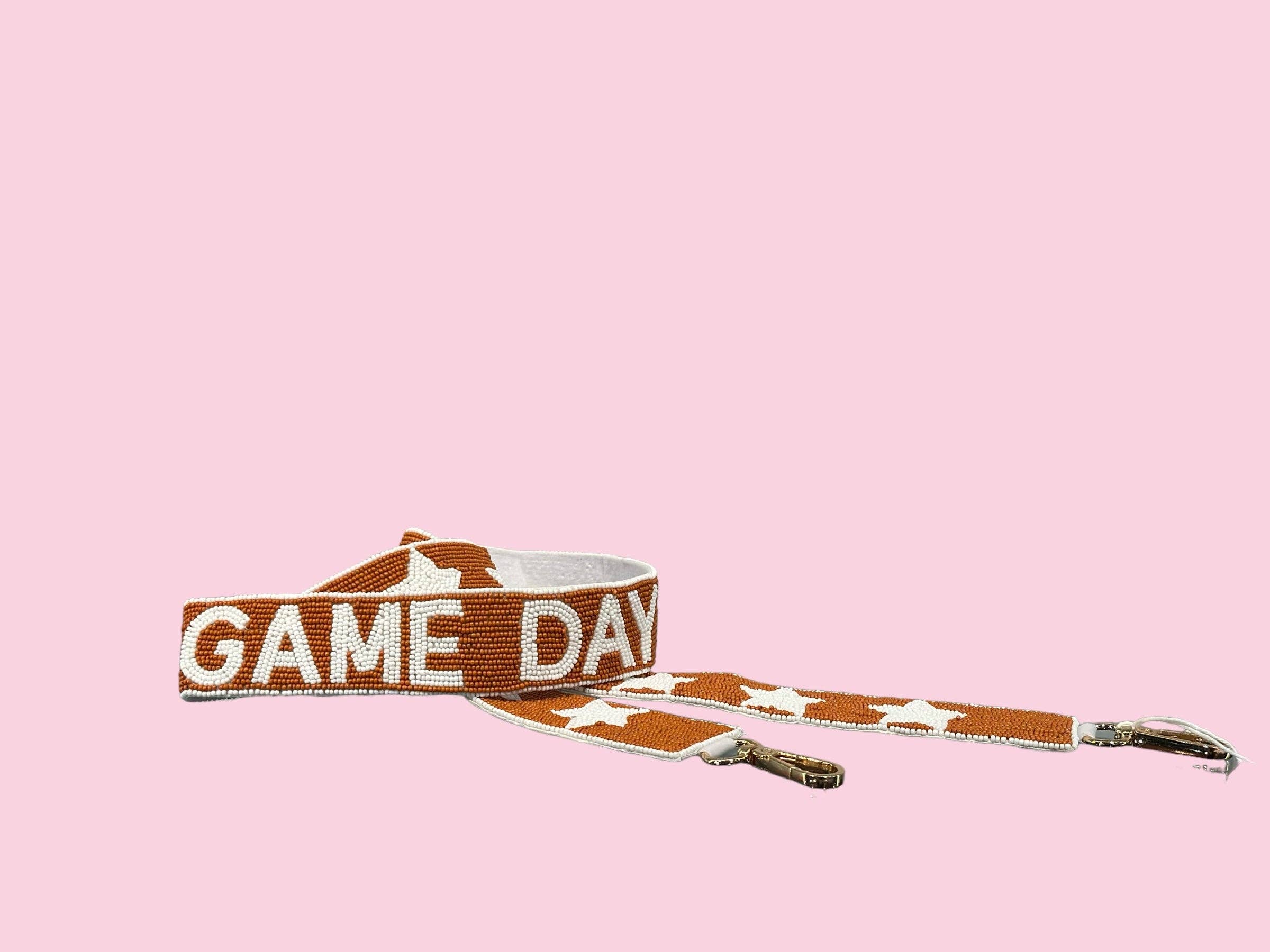 Burnt Orange & White Game Day Beaded Purse Strap