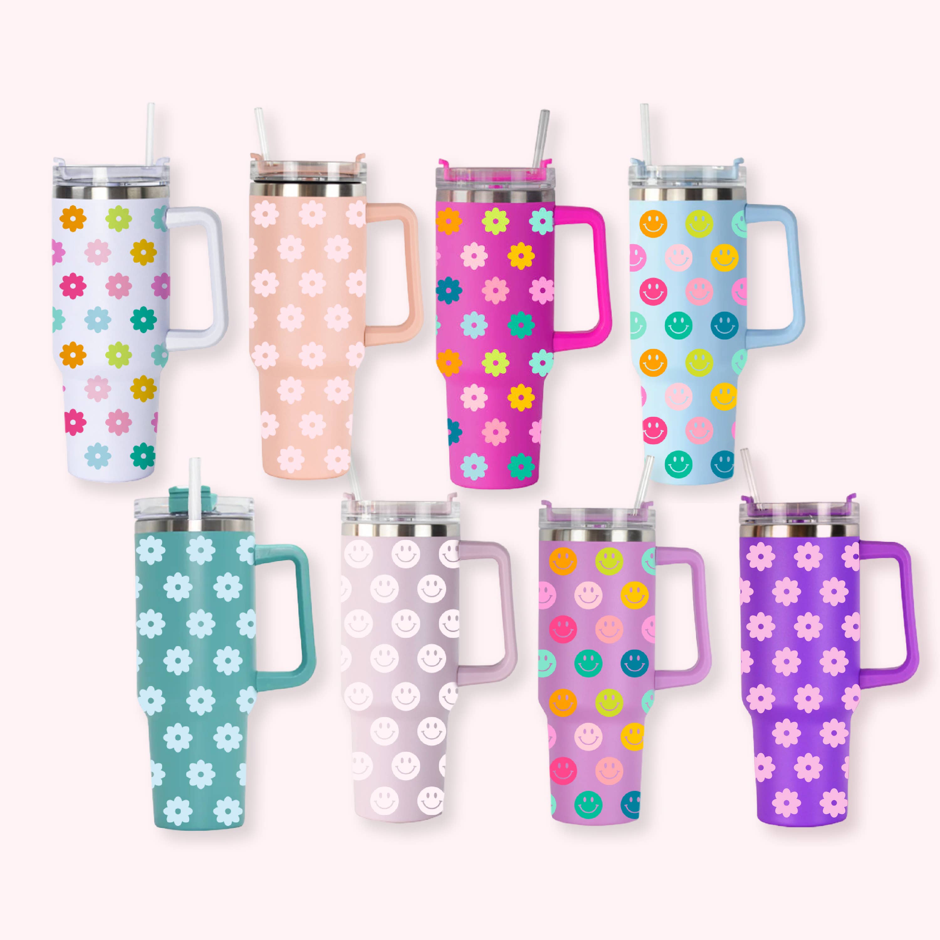 Berry Rainbow Smiley Face Tumbler