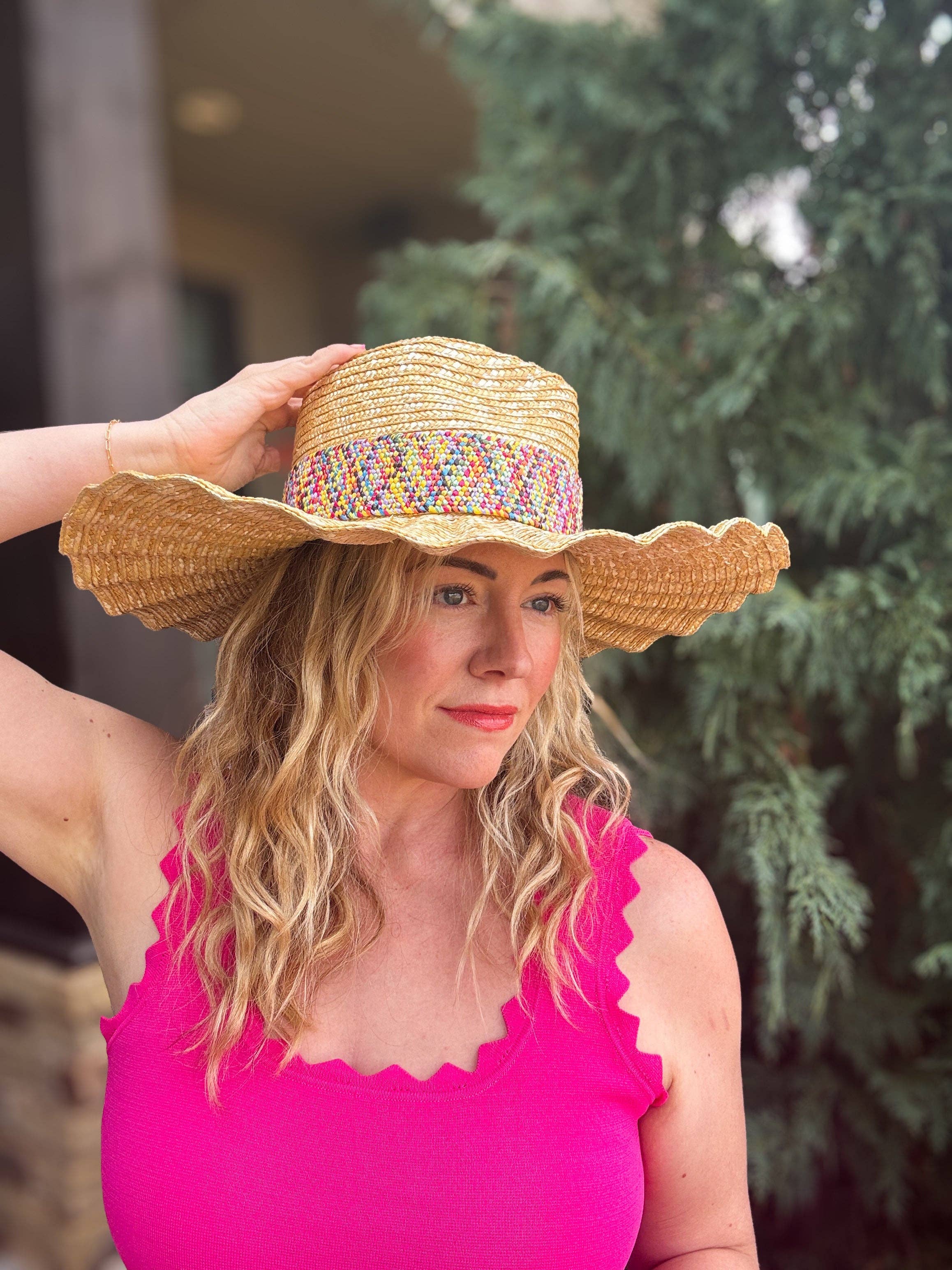 Bekah Wavey Brimmed Raffia Hat