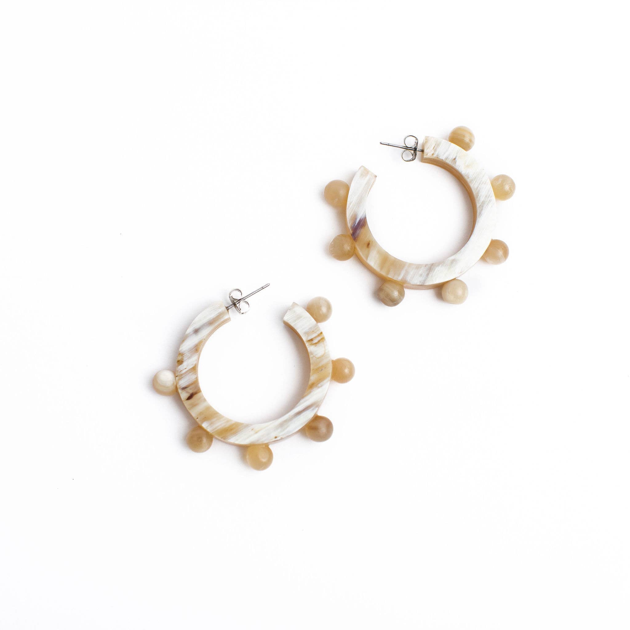 Natural Horn Bead Hoops