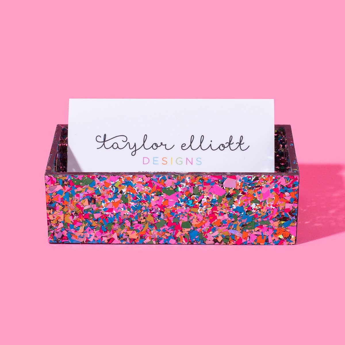 Acrylic Confetti Business Card Holder