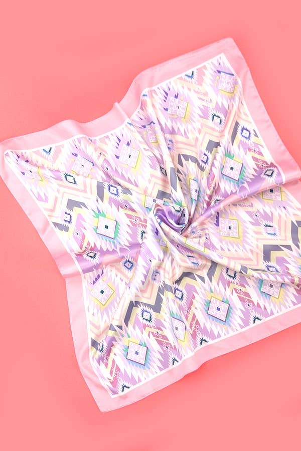 Purple Aztec Boho Print Silky Scarf