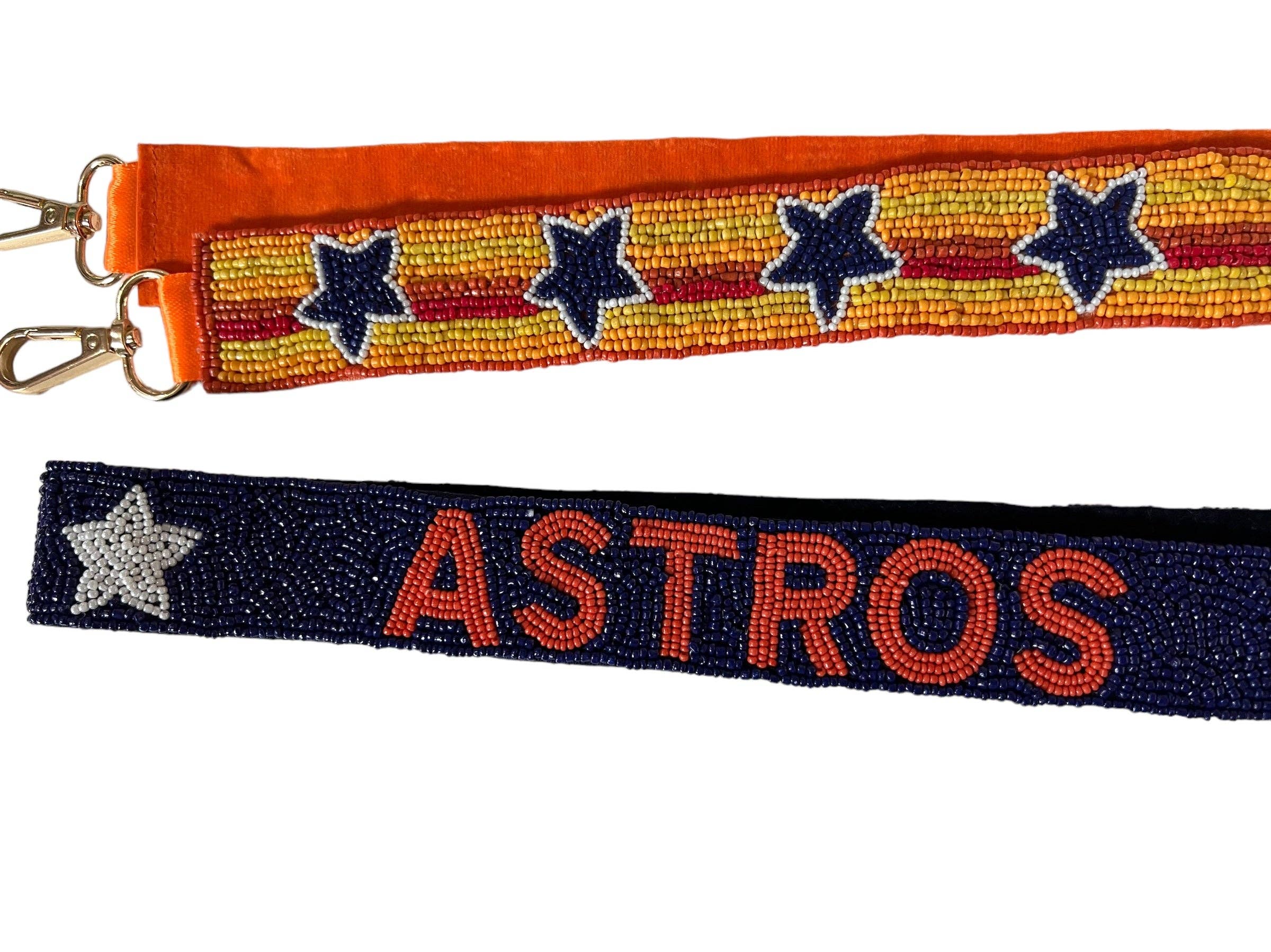 Orange Stripe Astros Beaded Purse Strap