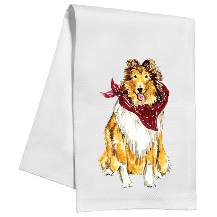 Collie w/ Maroon Bandana Kitchen Towel