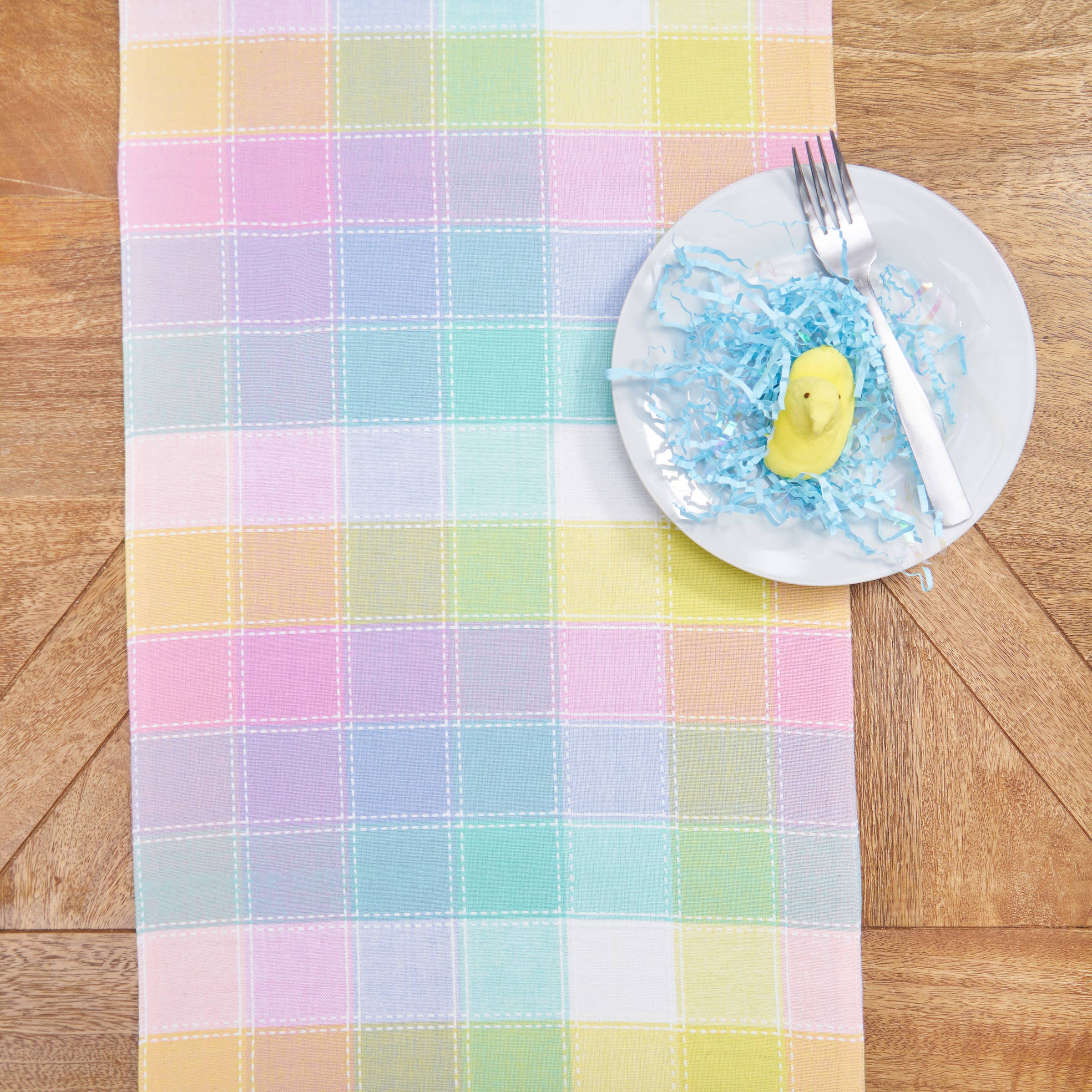 Easter Hana Color Block Plaid Table Runner