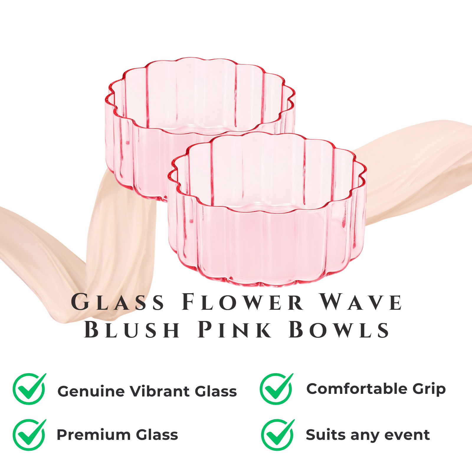 Pink Glass Flower Wave Bowl