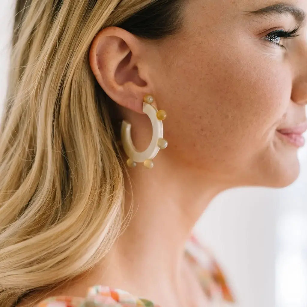 Natural Horn Bead Hoops