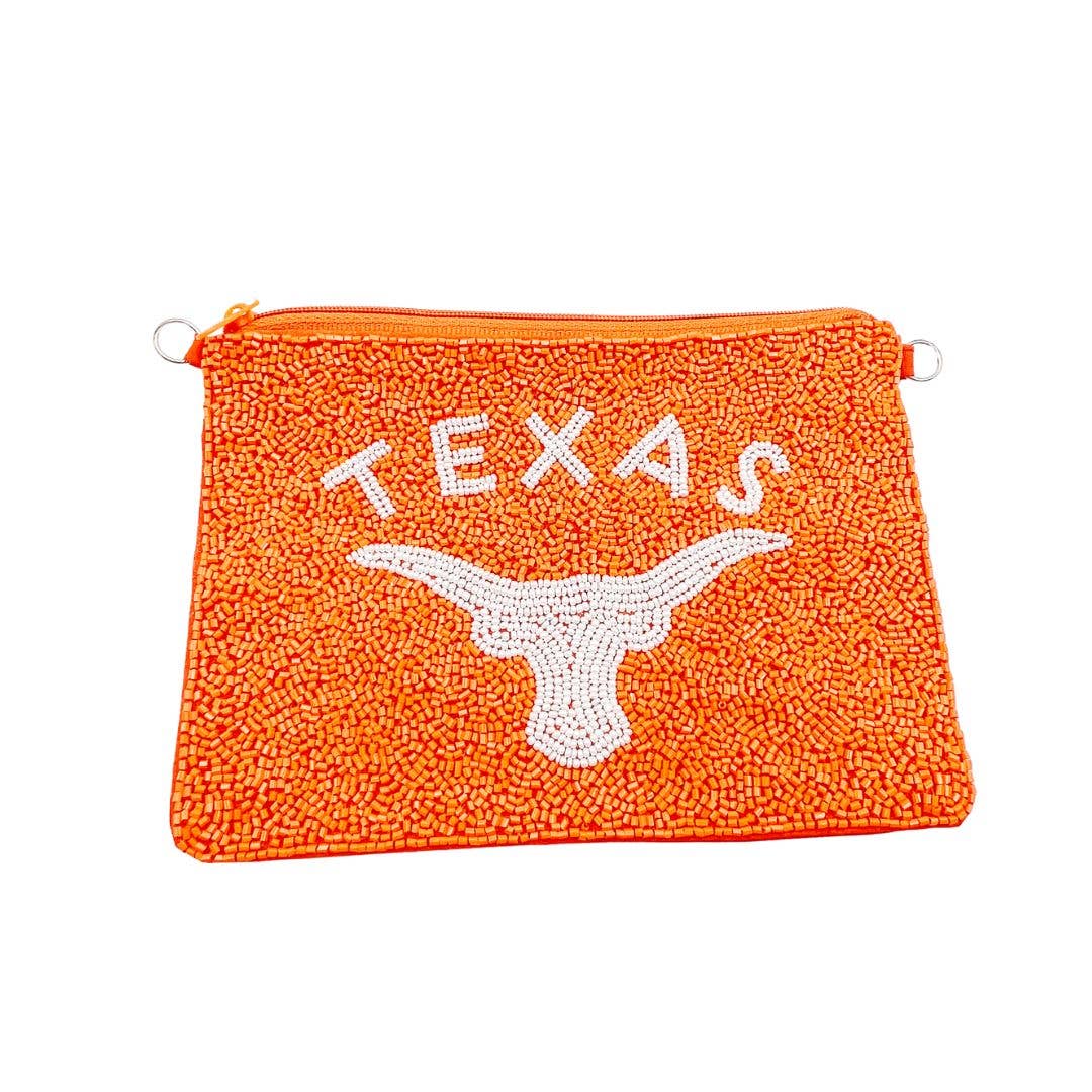 Longhorn Large Beaded Pouch/Purse
