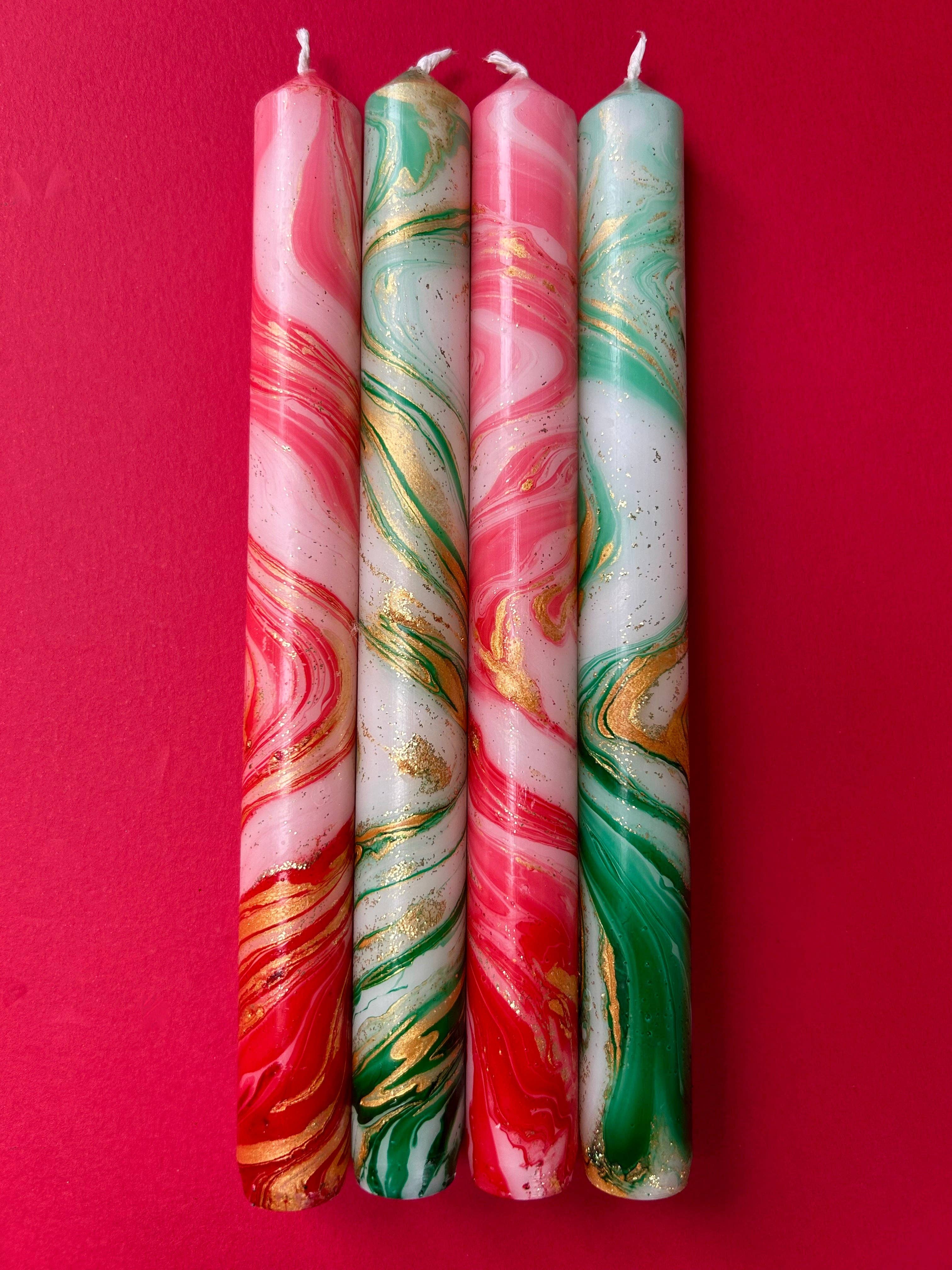 Poinsettia Marble Candles
