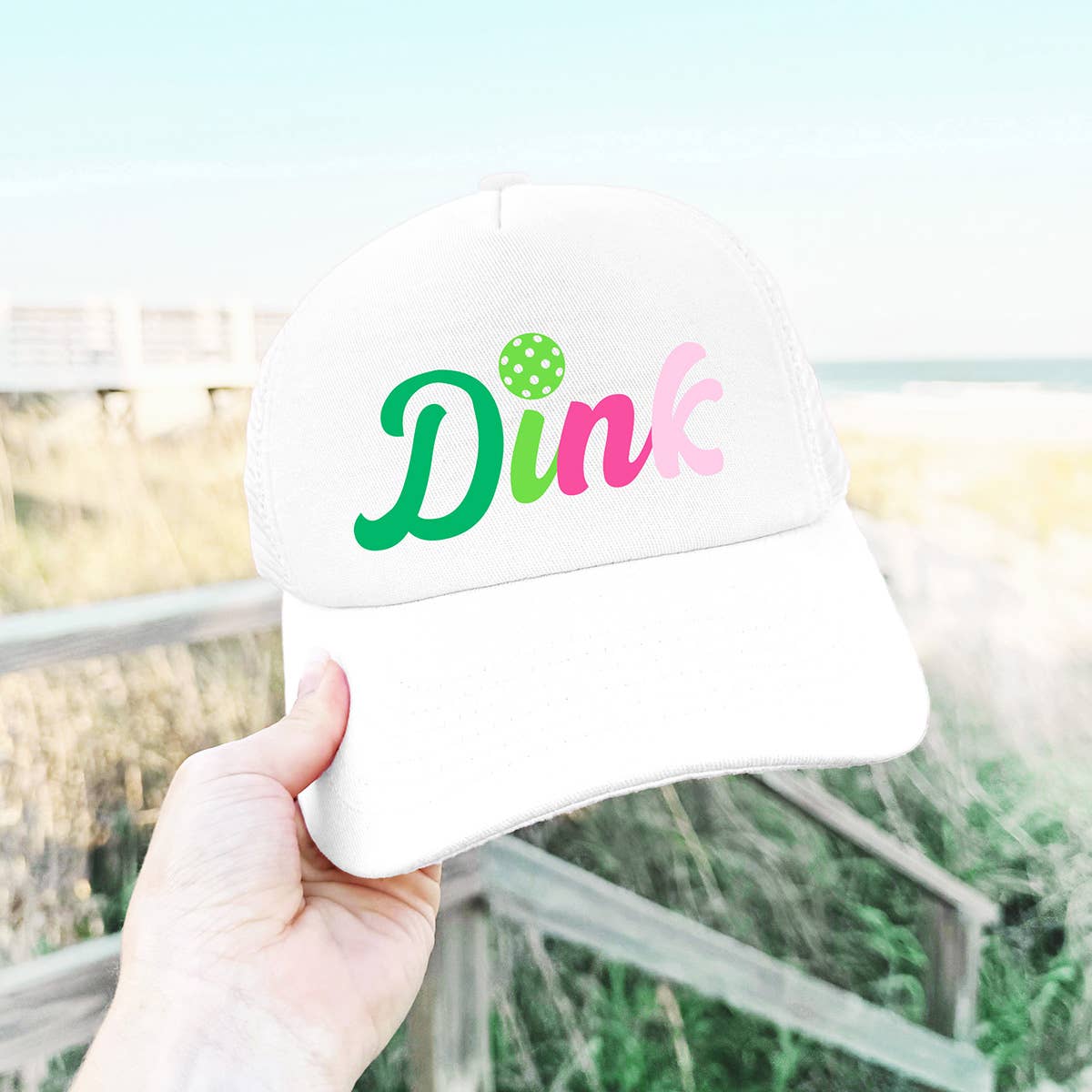 Multicolor Dink Pickleball White Hat