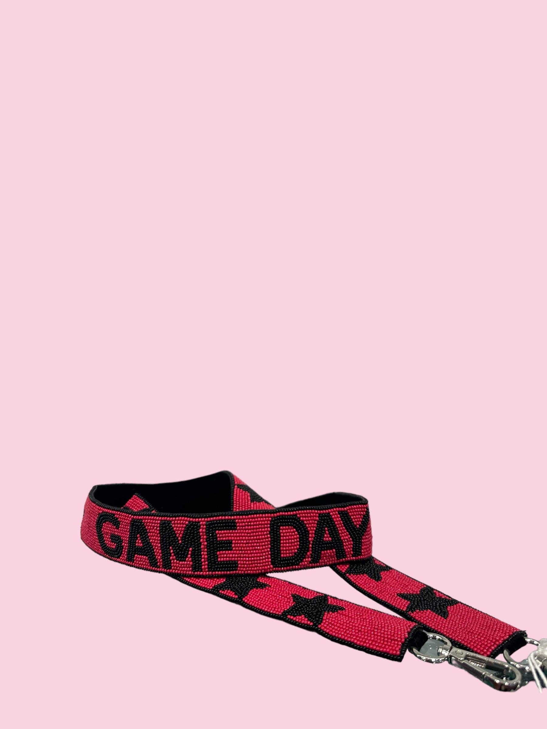 Red & Black Game Day Beaded Purse Strap