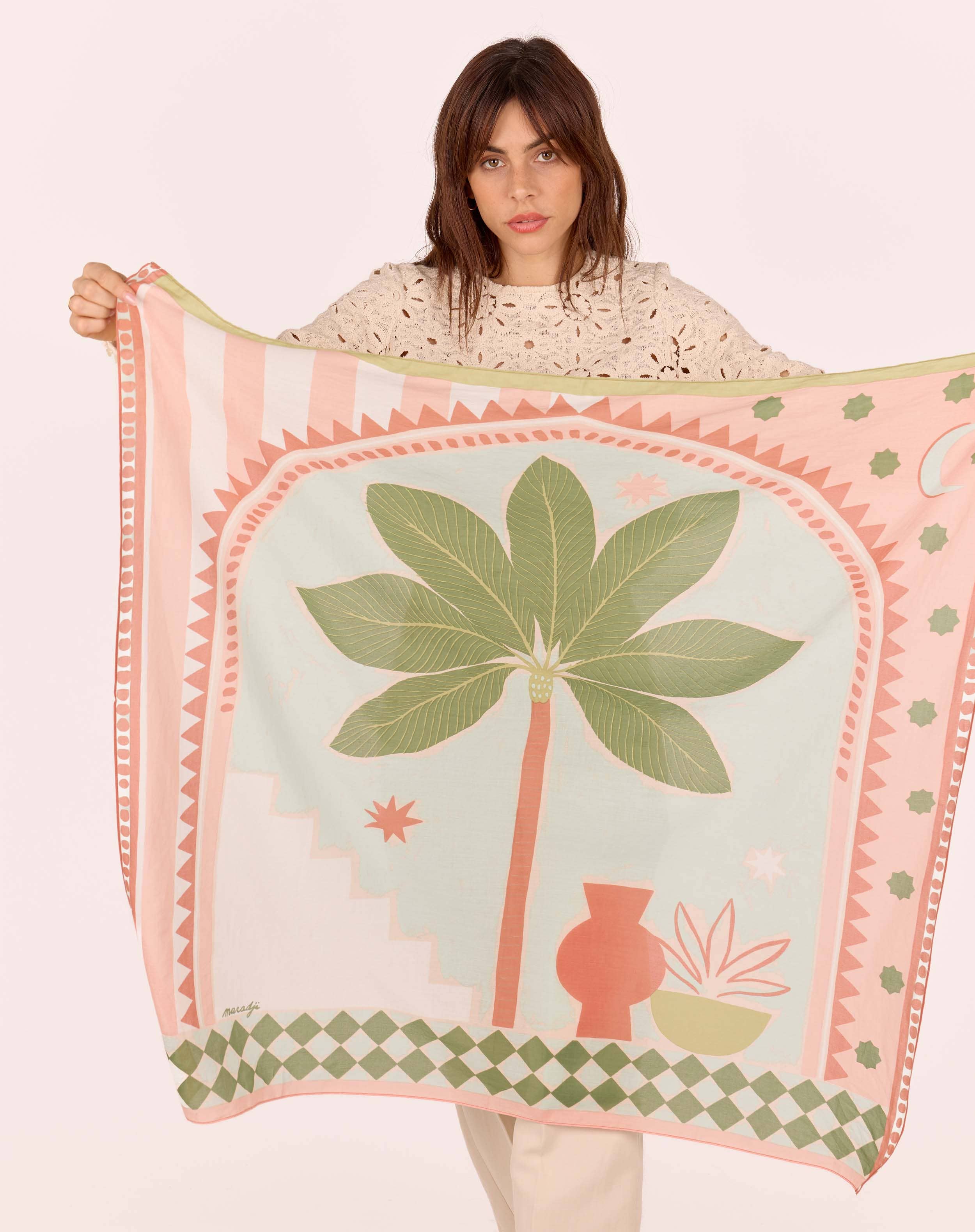 Riad Khaki Cotton Scarf