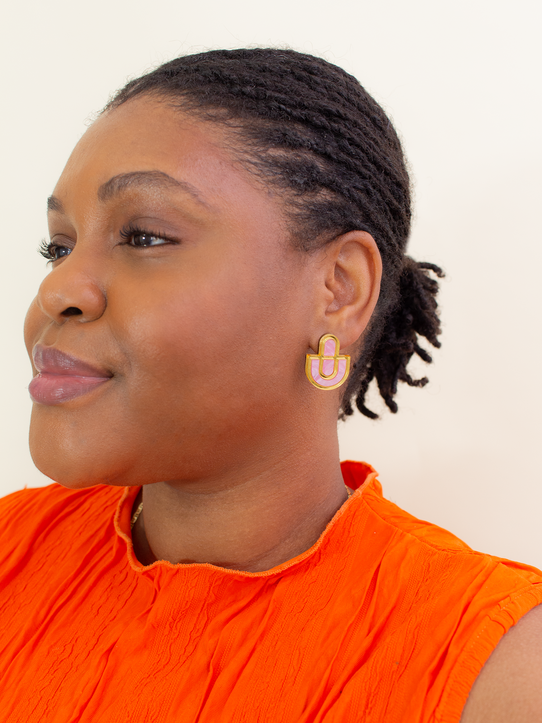Devin 2 Pink Gold Acrylic Stud Earrings