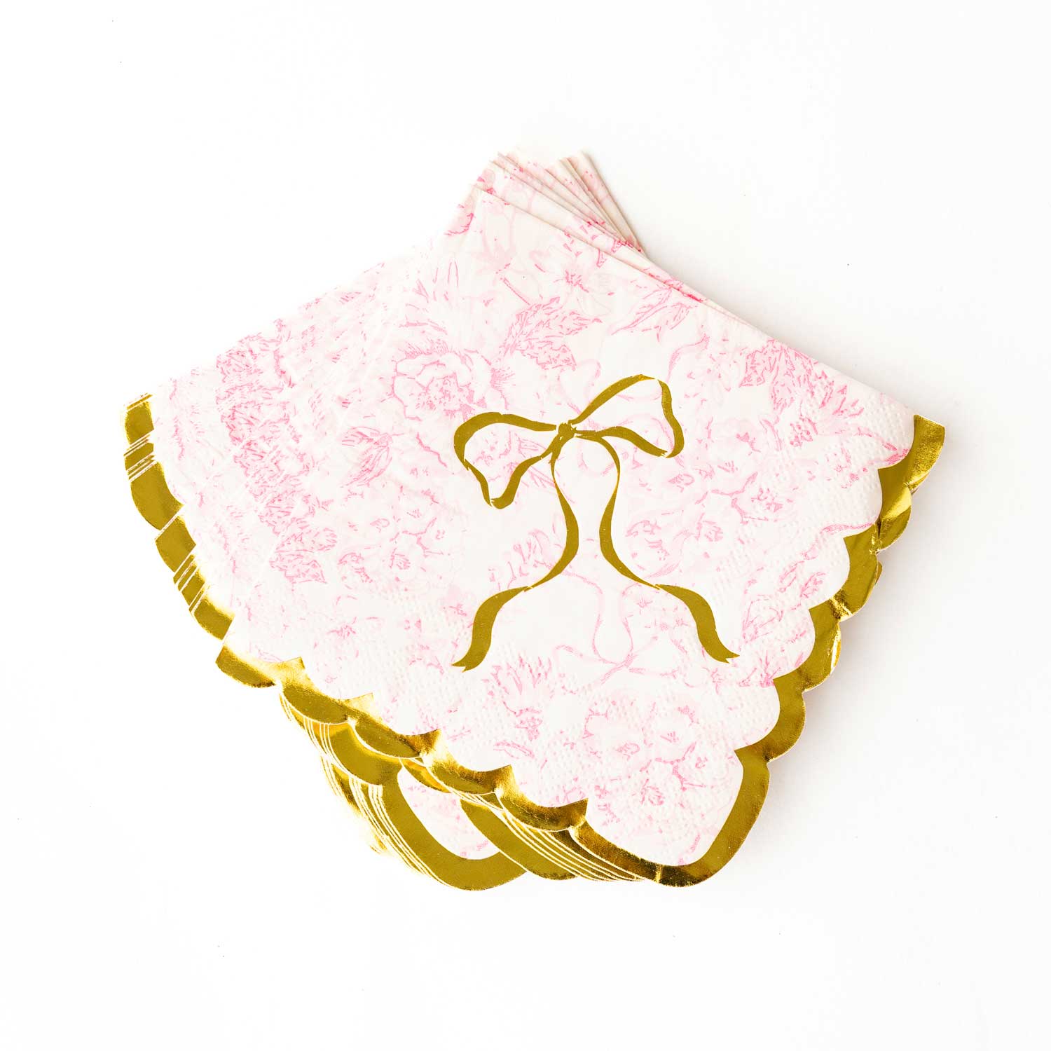 Pink Bow Toile Paper Beverage Napkins