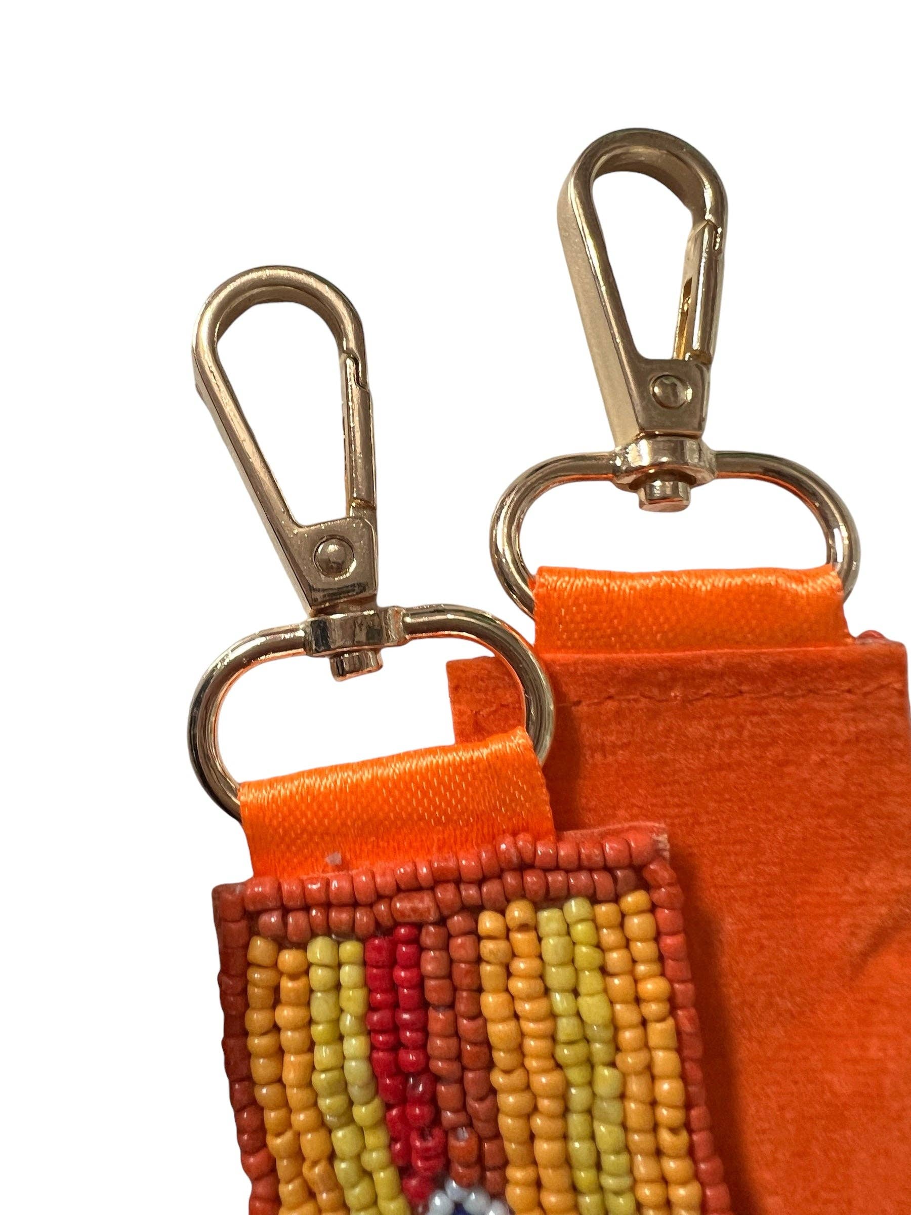 Orange Stripe Astros Beaded Purse Strap