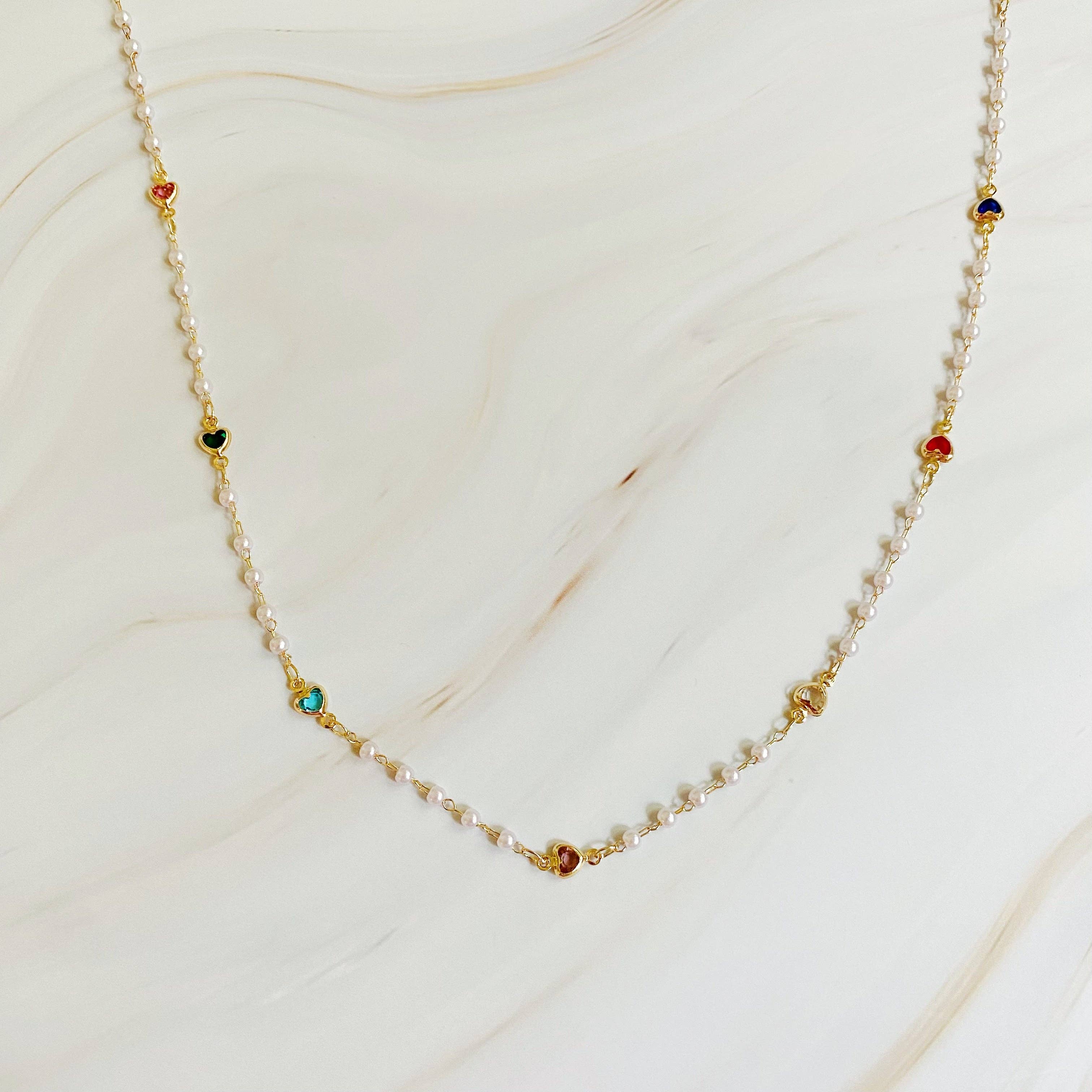 Mini Heart Pearl Necklace