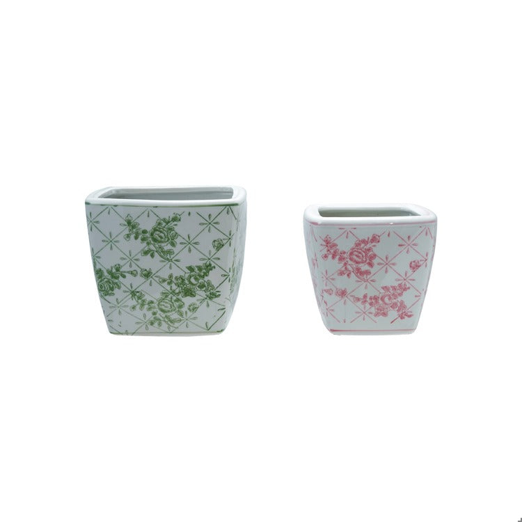S/2 7" Sq x 6"H Stoneware