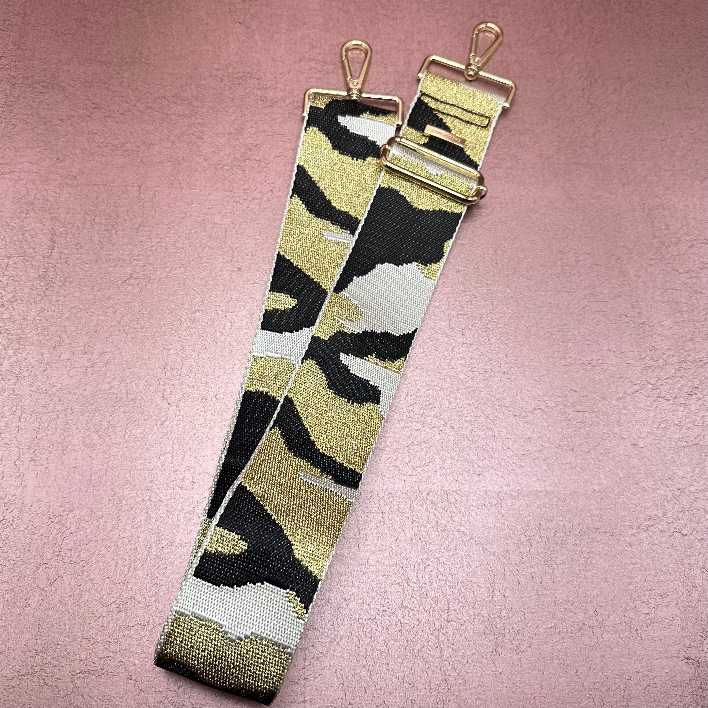 Black White and Gold Camo Purse Strap