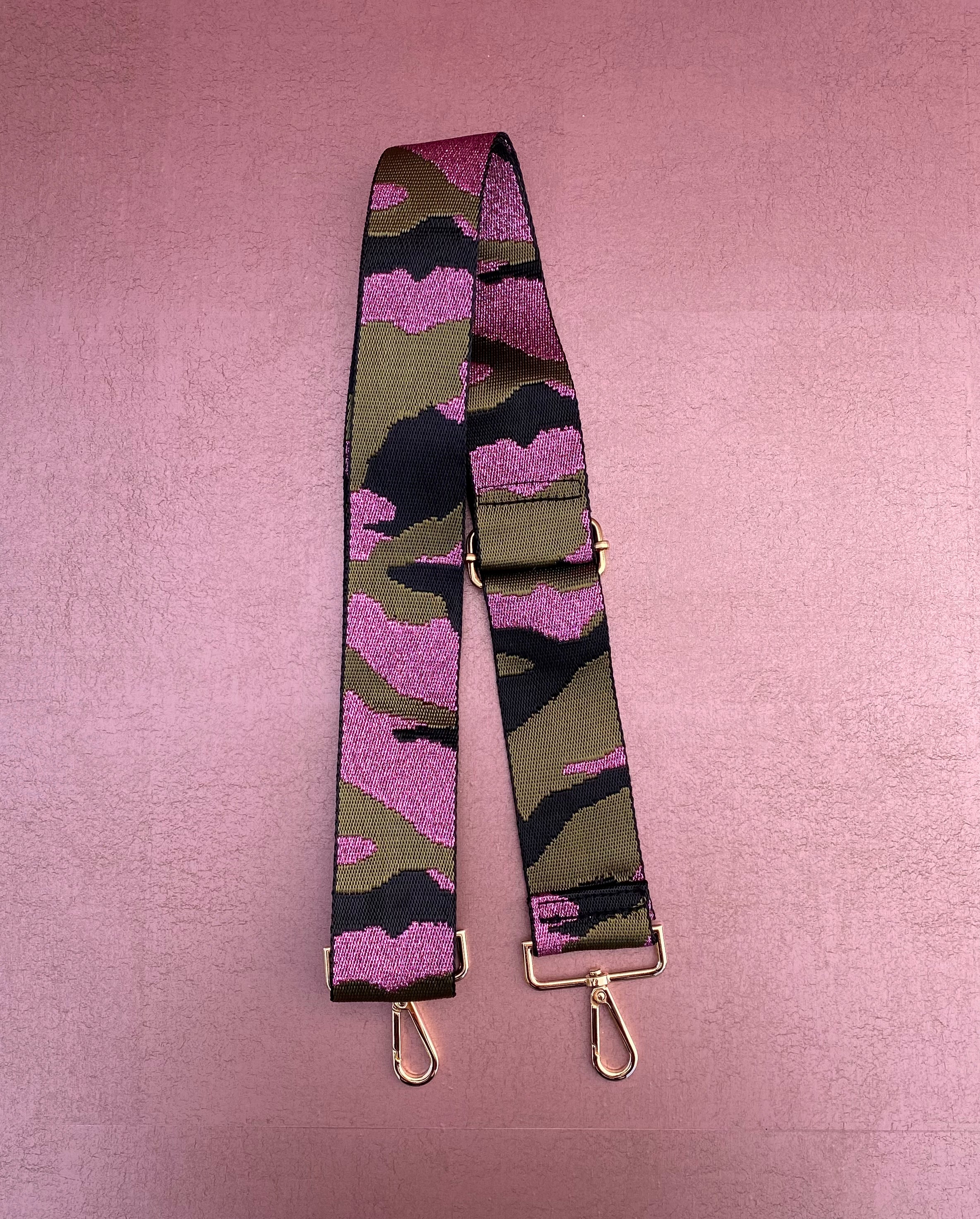 Pink Green Black Camo Purse Strap