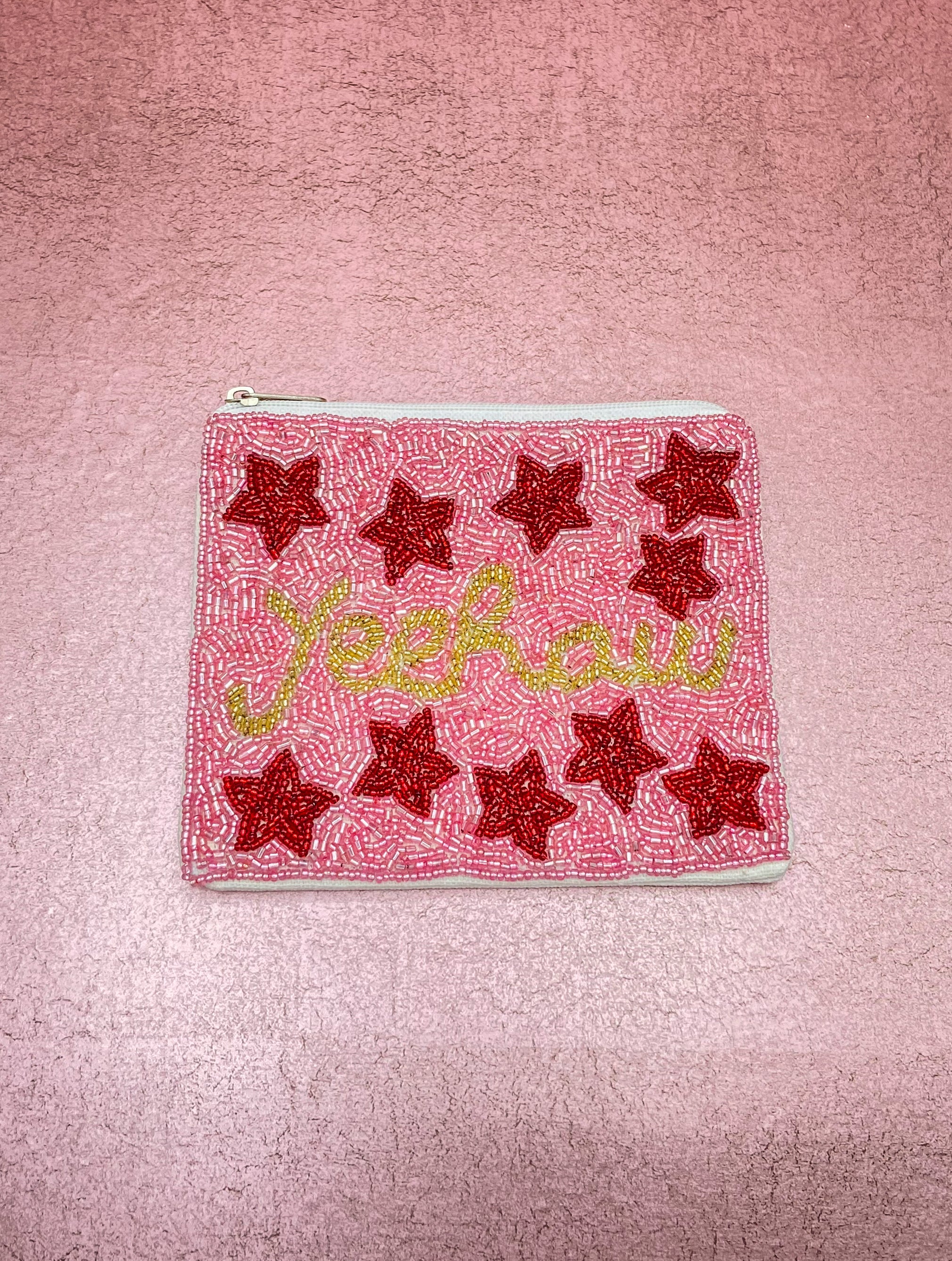 YeeHaw Red Star Beaded Pouch