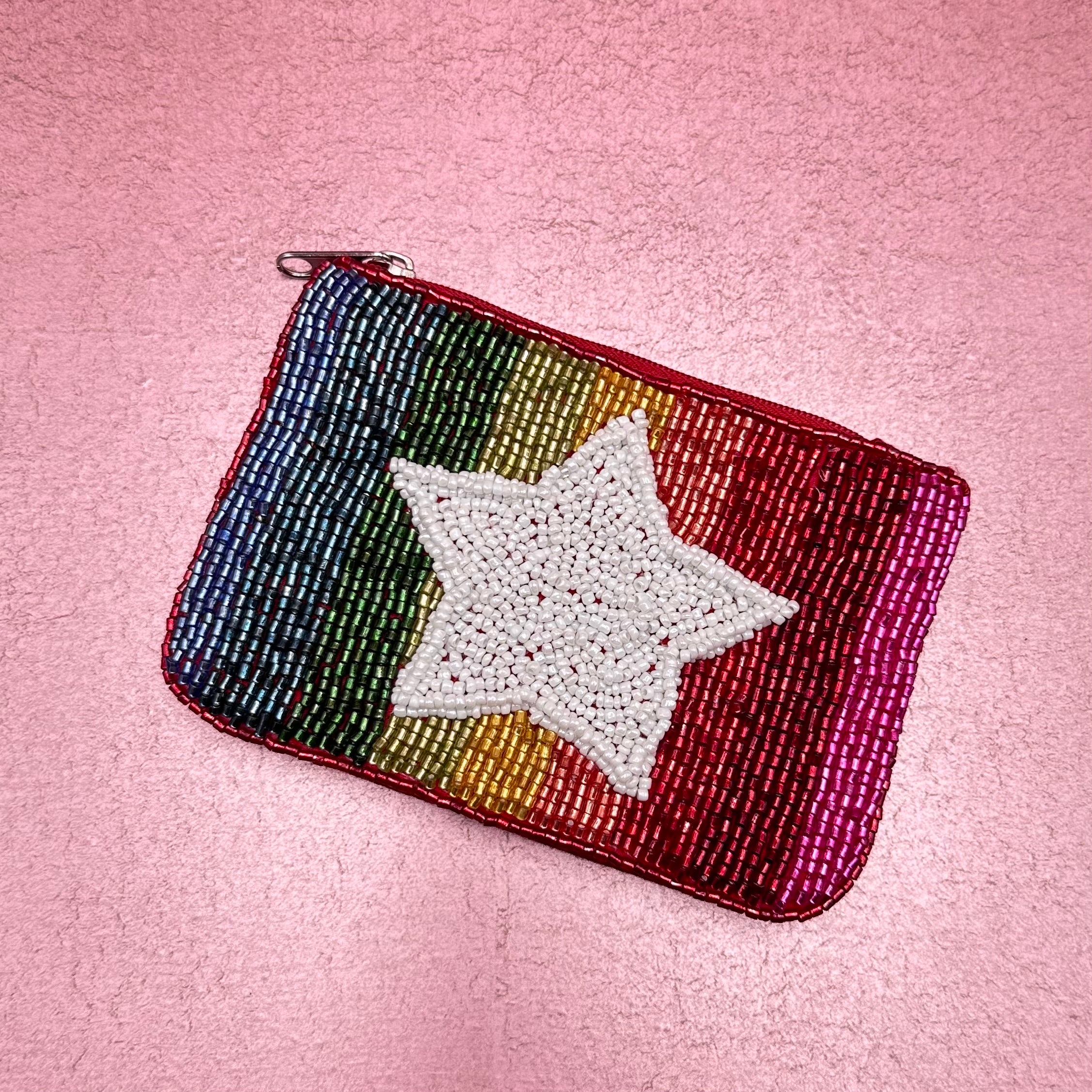 Rainbow Star Beaded Coin Purse
