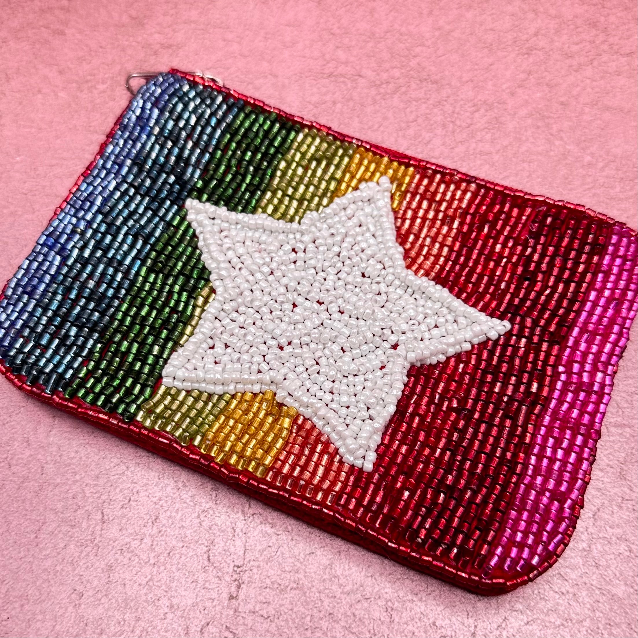 Rainbow Star Beaded Coin Purse