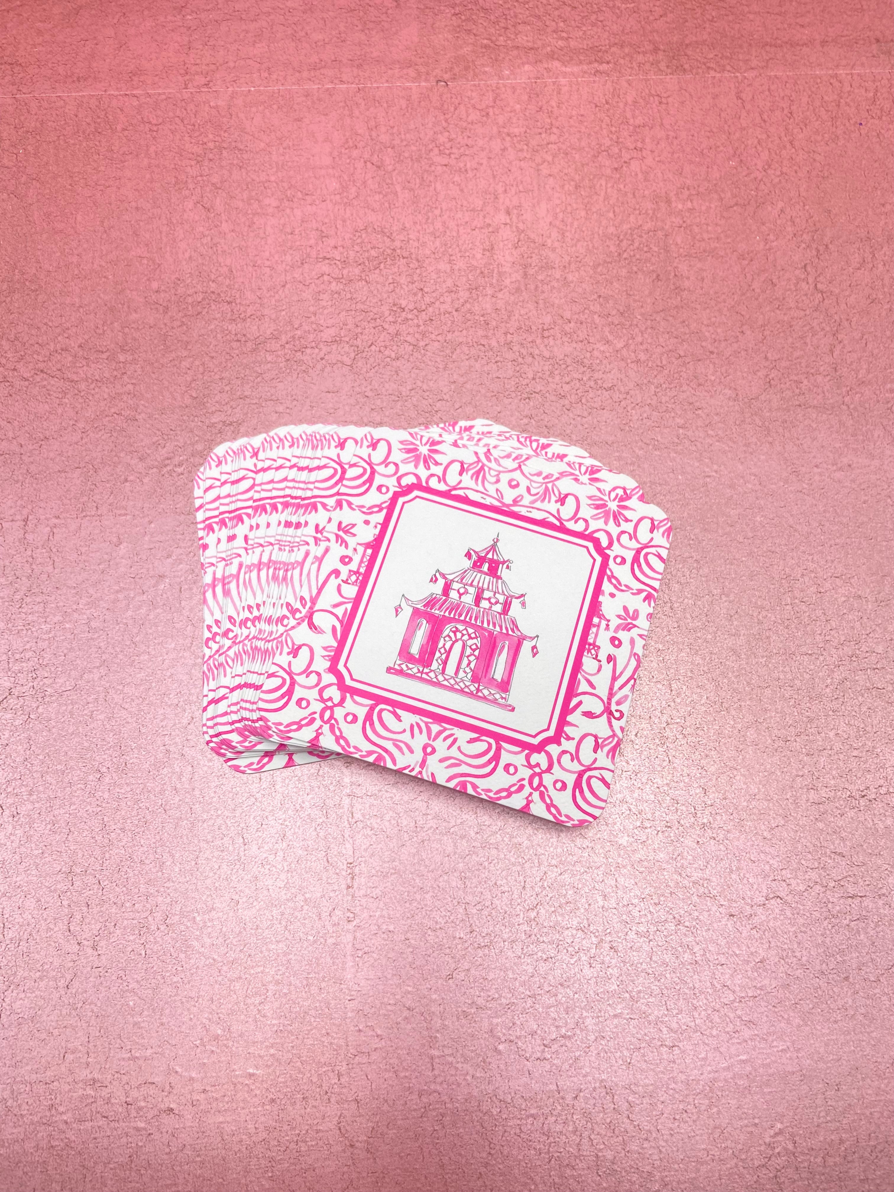 Pink Pagoda Paper Coasters