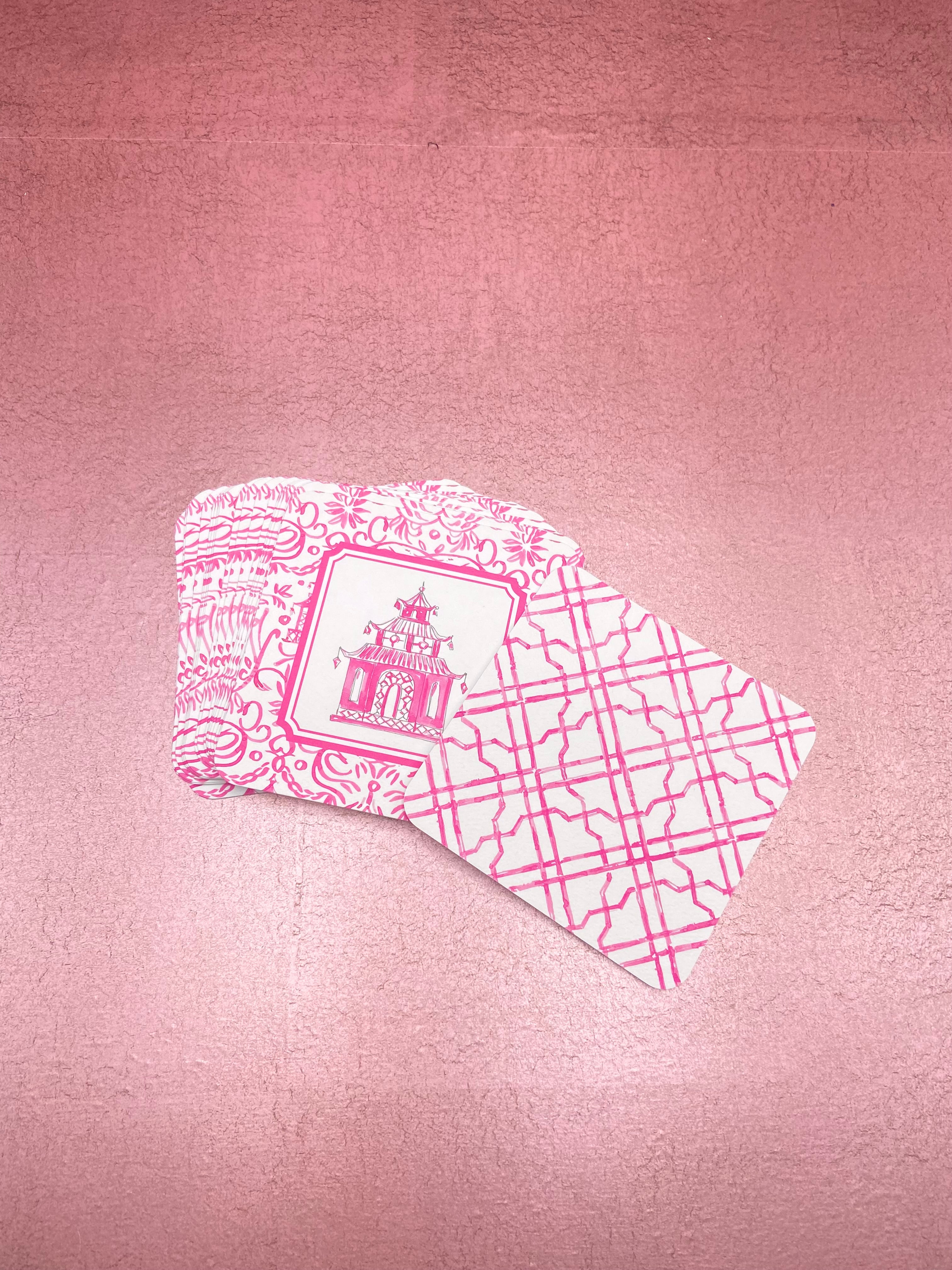 Pink Pagoda Paper Coasters