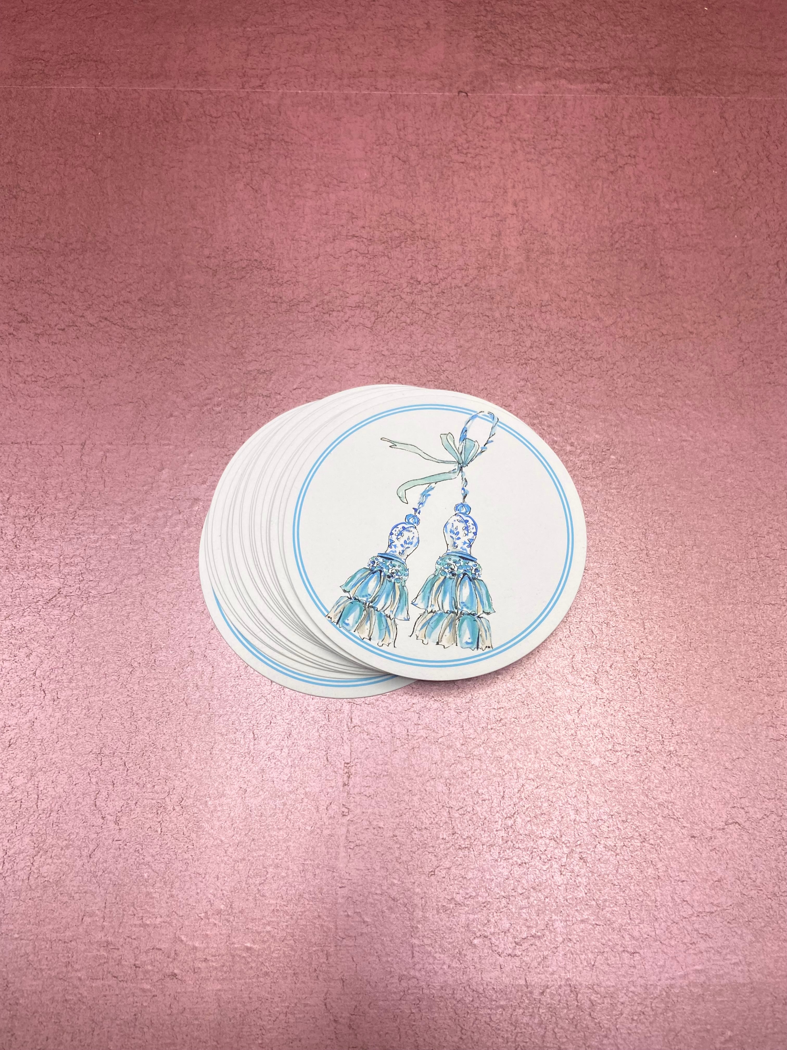 Turquoise Tassel Paper Coasters