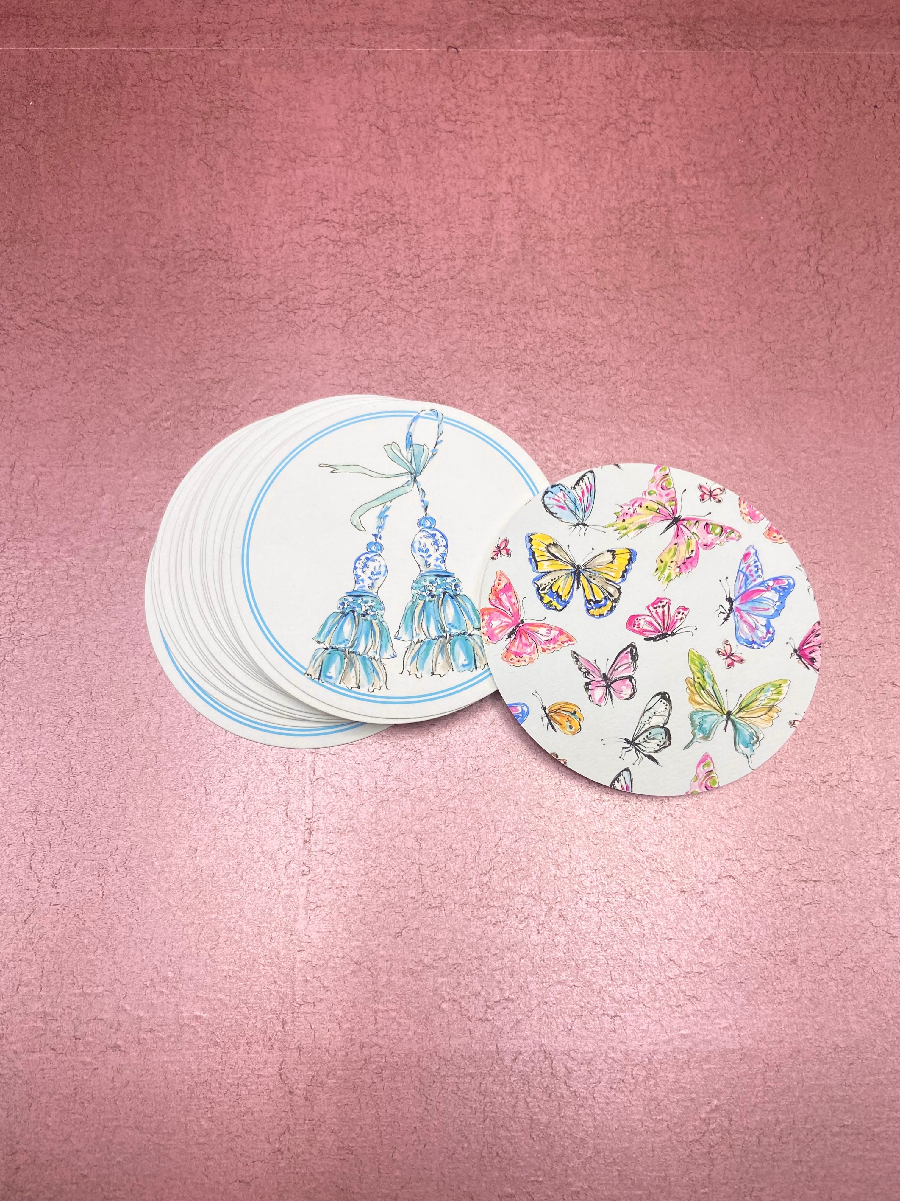 Turquoise Tassel Paper Coasters
