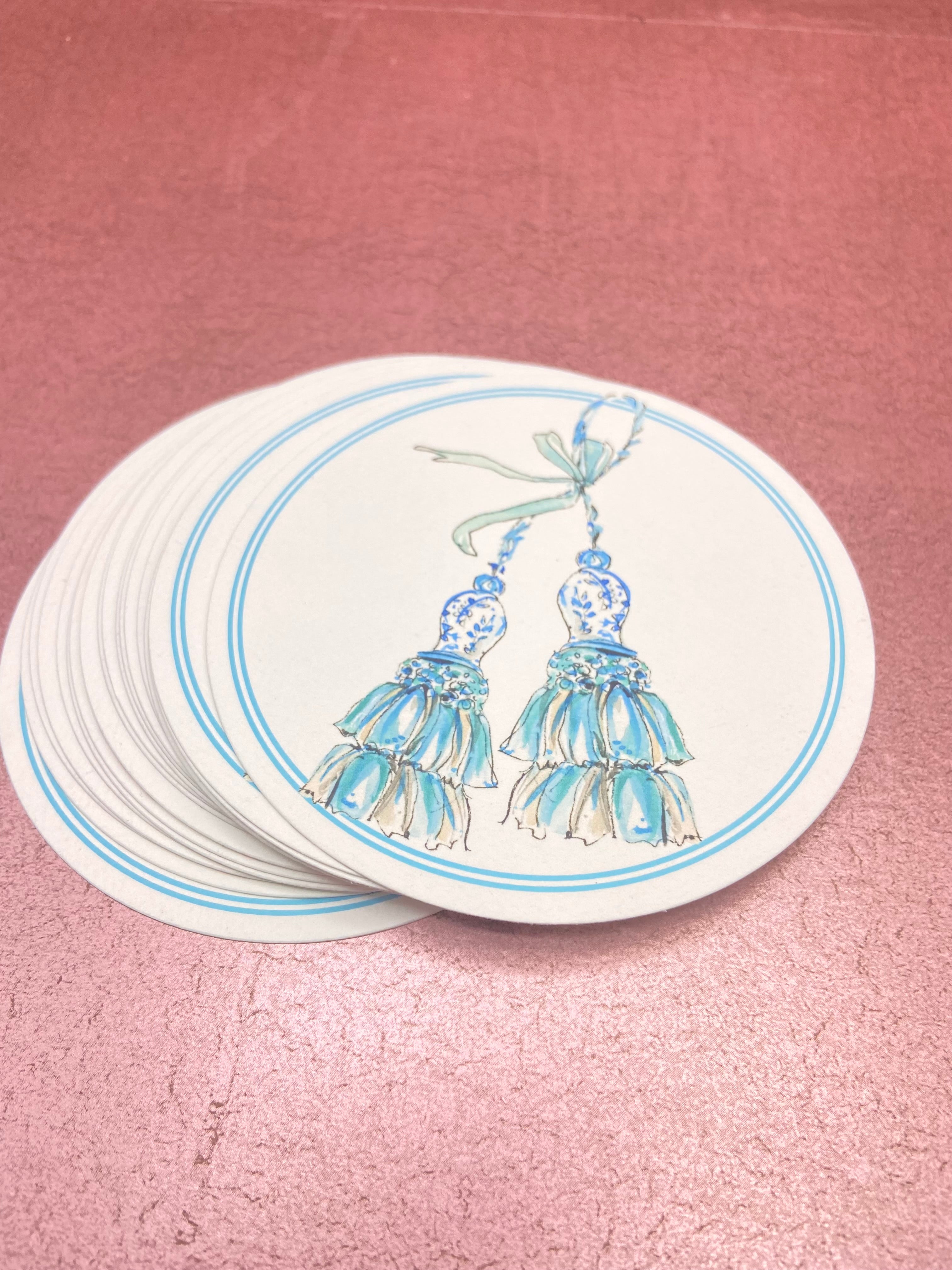 Turquoise Tassel Paper Coasters