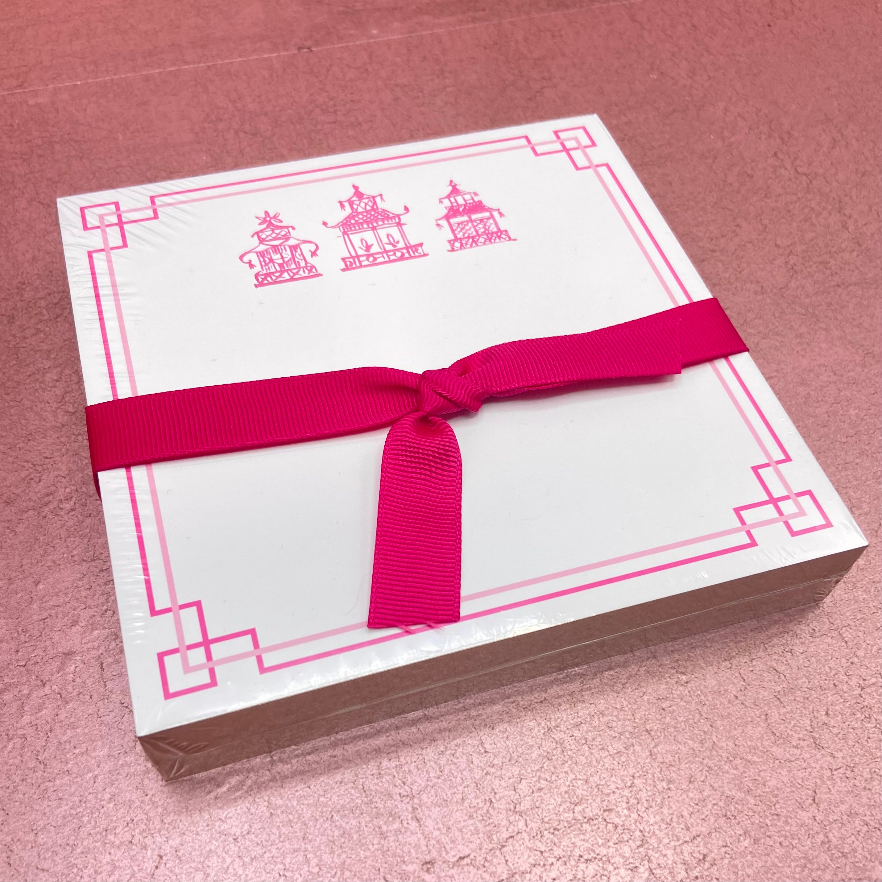 Handpainted Pink Pagoda Trio Luxe Notepad