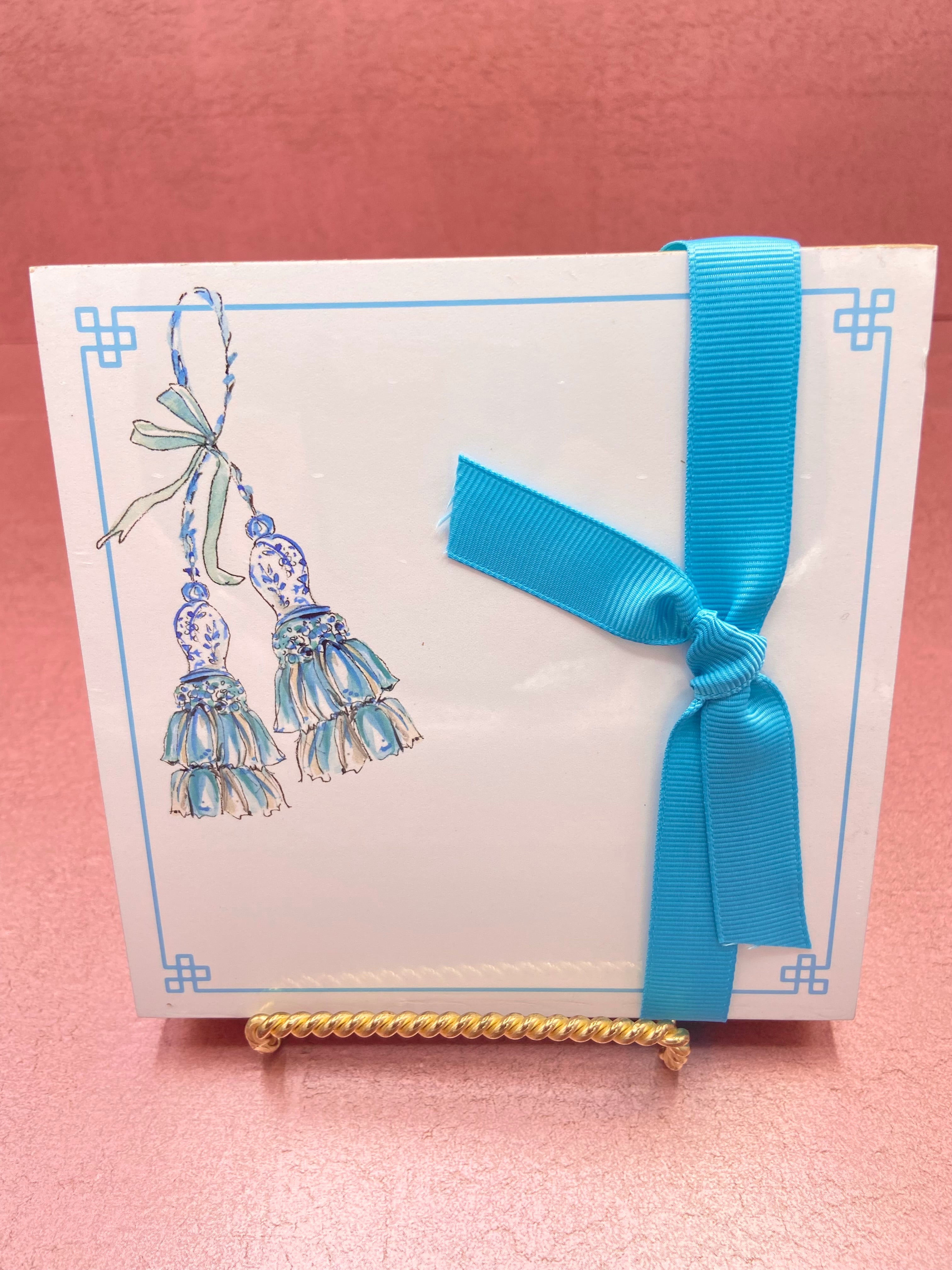Handpainted Tassels Turquoise Luxe Notepad