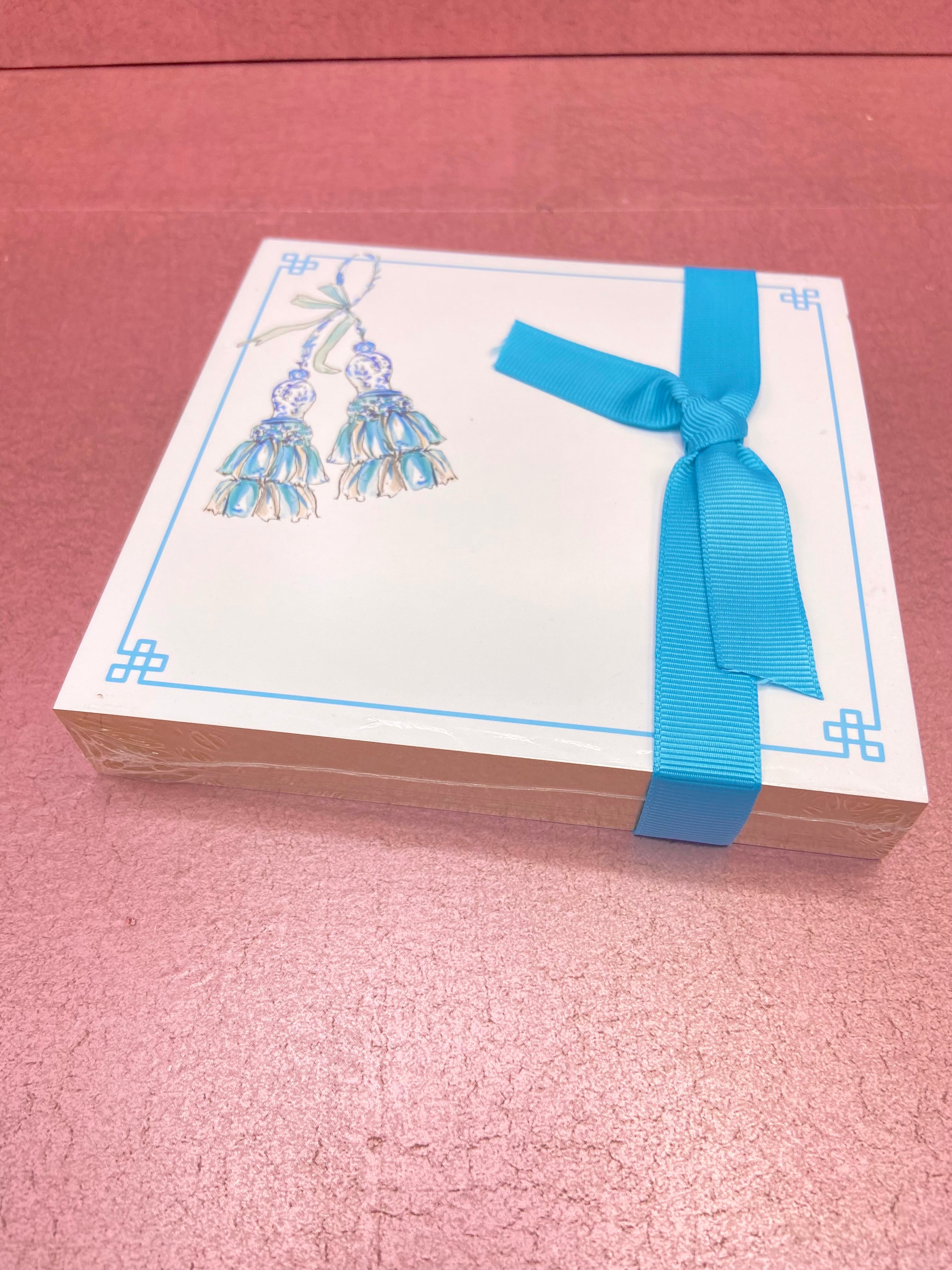 Handpainted Tassels Turquoise Luxe Notepad