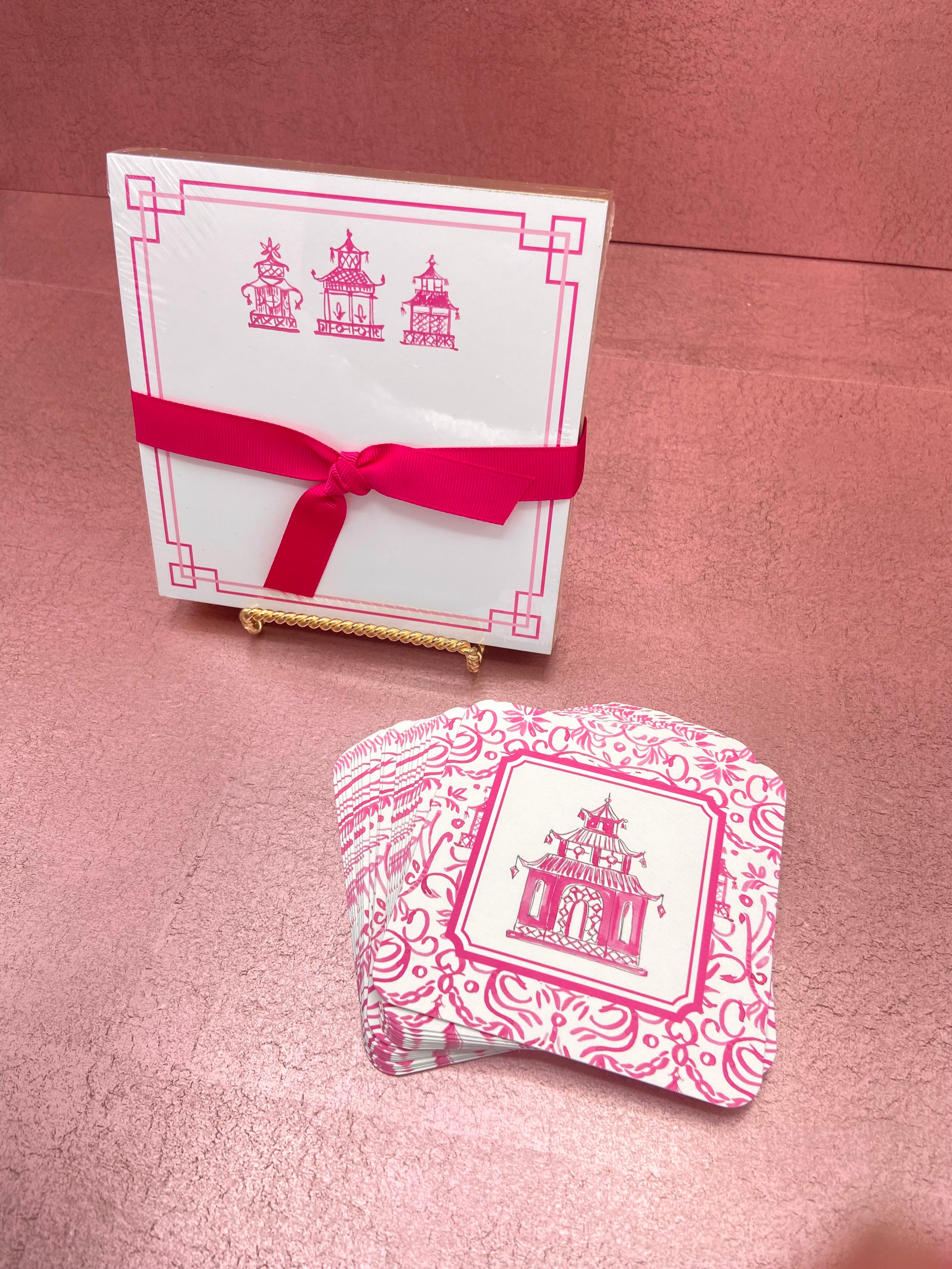 Pink Pagoda Paper Coasters