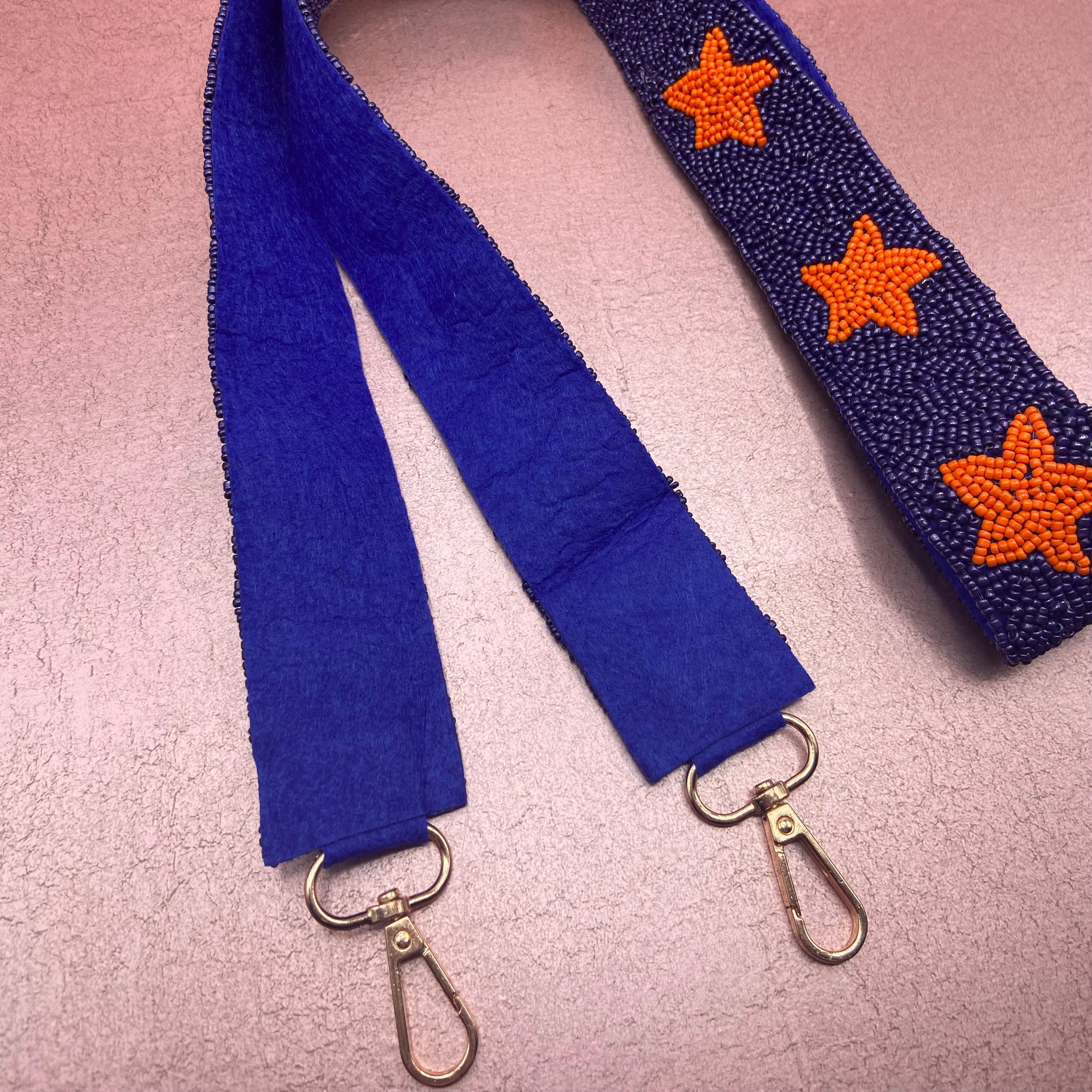 Orange Star & Navy Blue Beaded Purse Strap