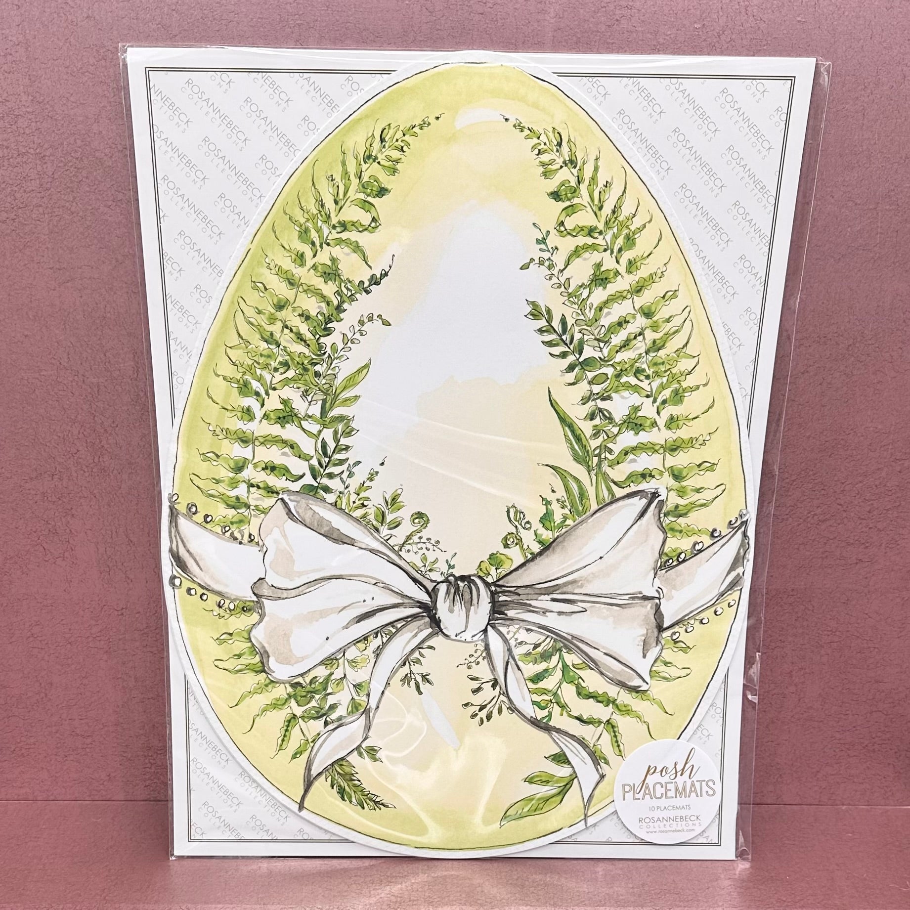 Fern Bouquet with White Bow Posh Die-Cut Placemat