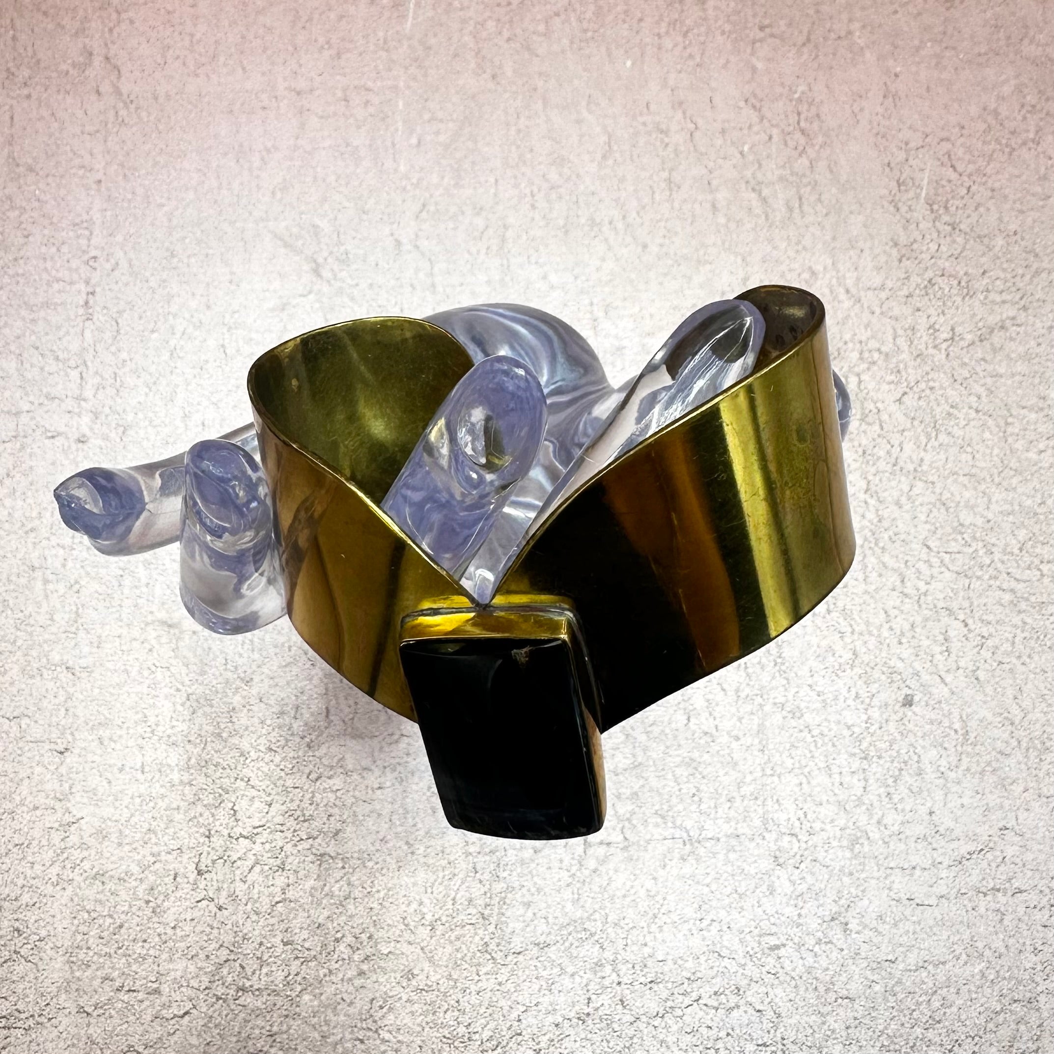 Brass & Stone Angled Cuff Bracelet