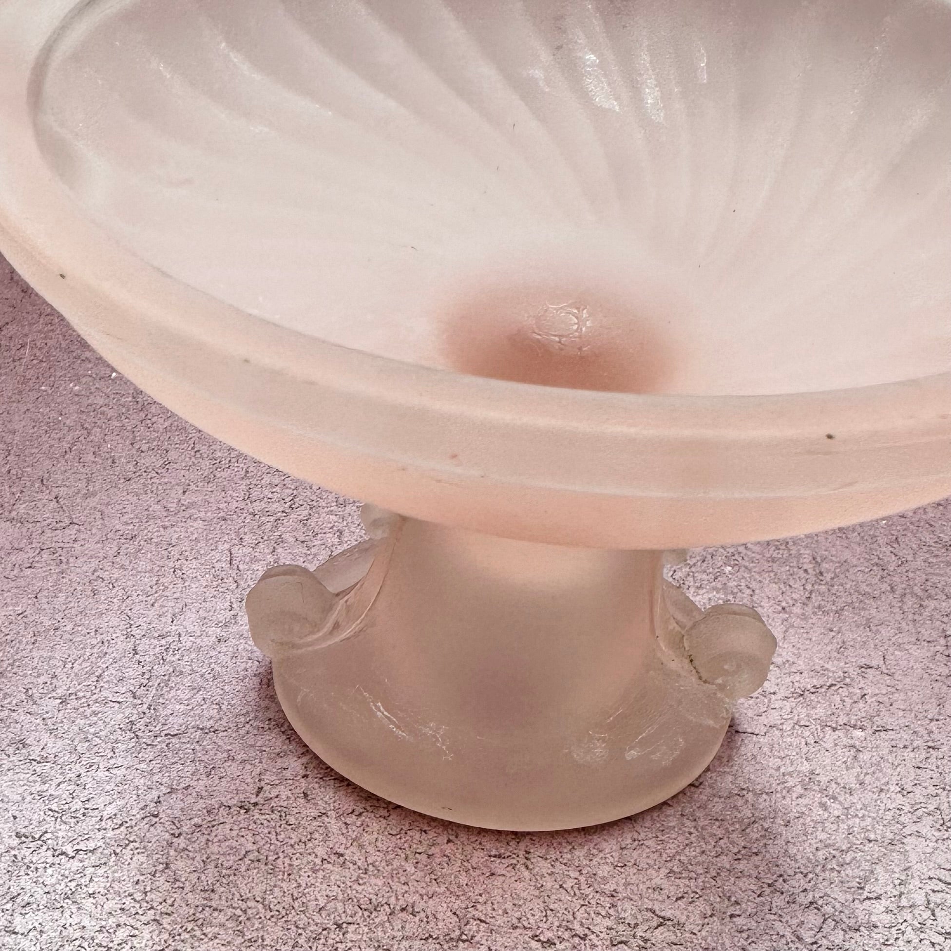 Small Pink Frosted Pedestal Bowl