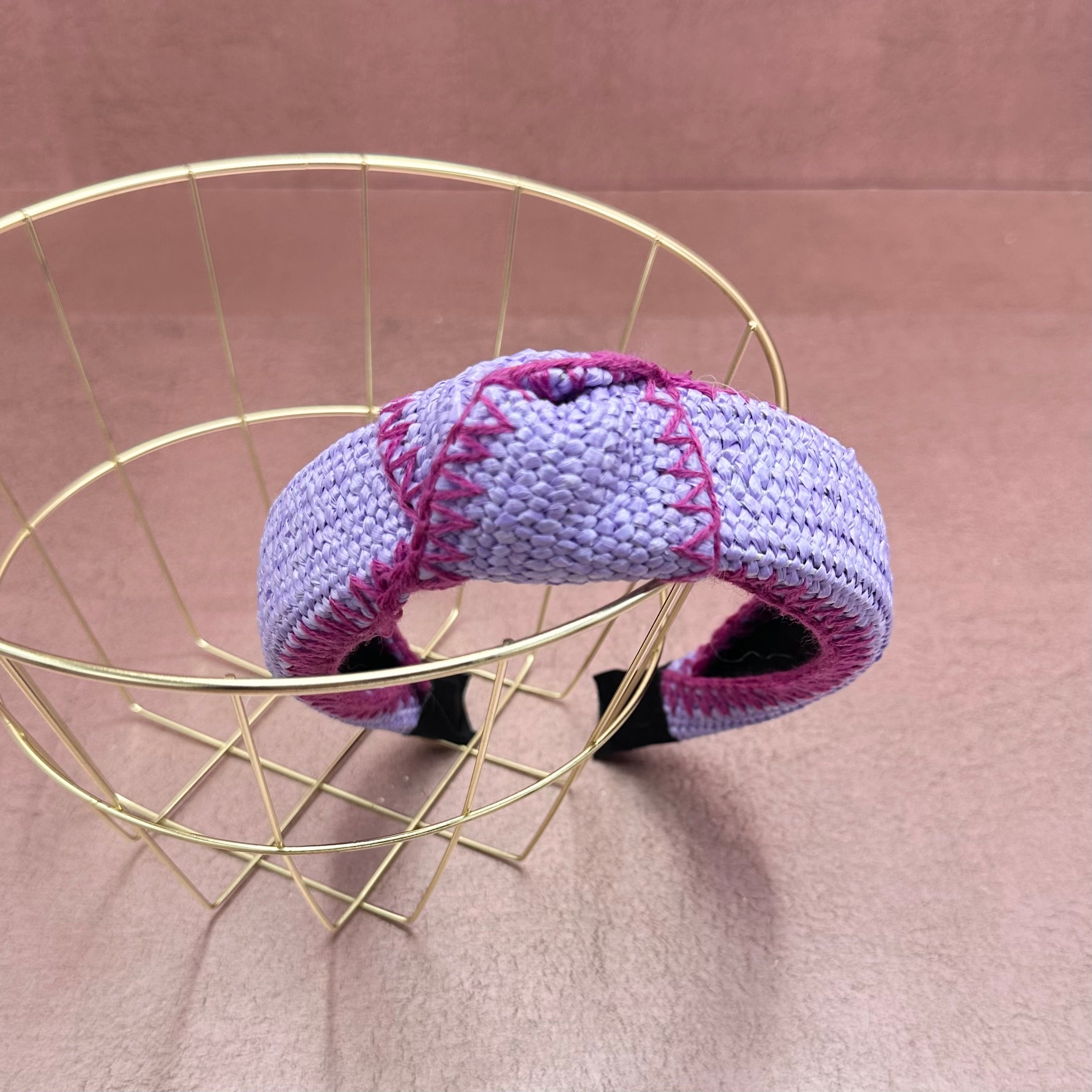 Purple Raffia Contrast Edge Headband