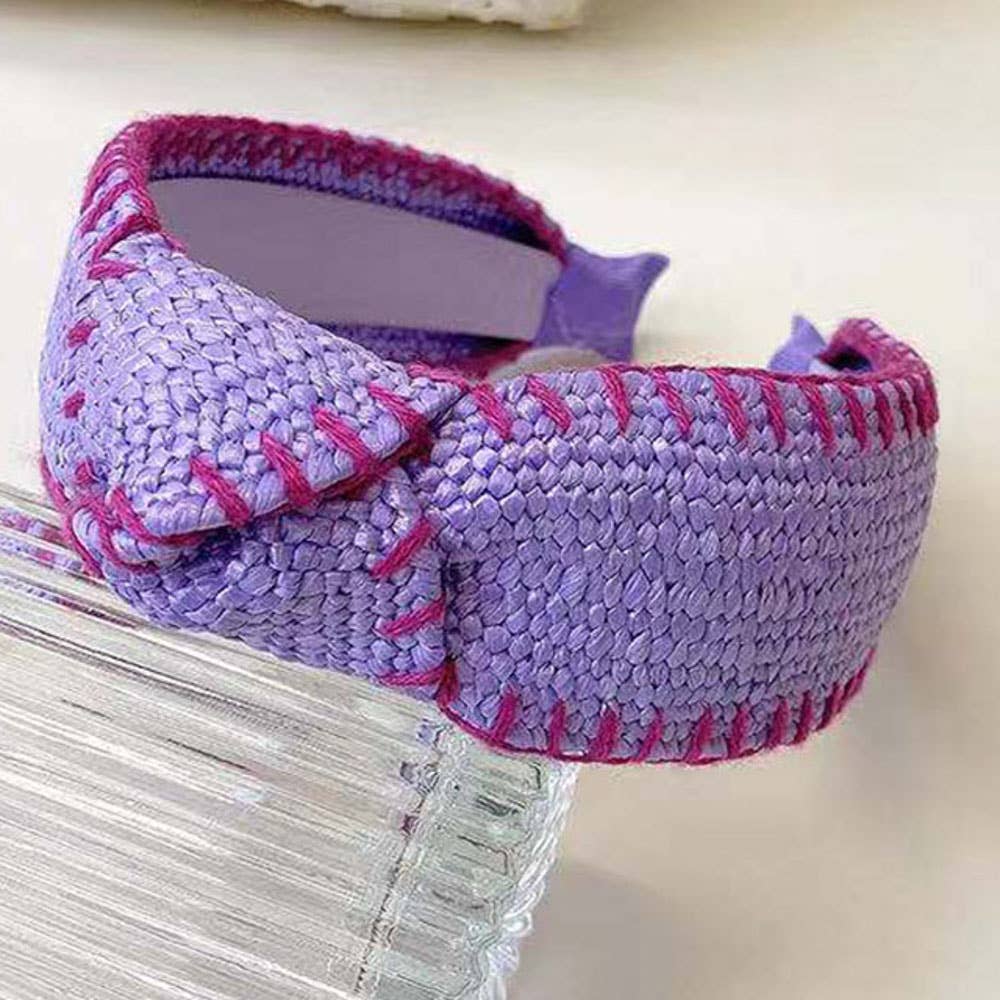 Purple Raffia Contrast Edge Headband