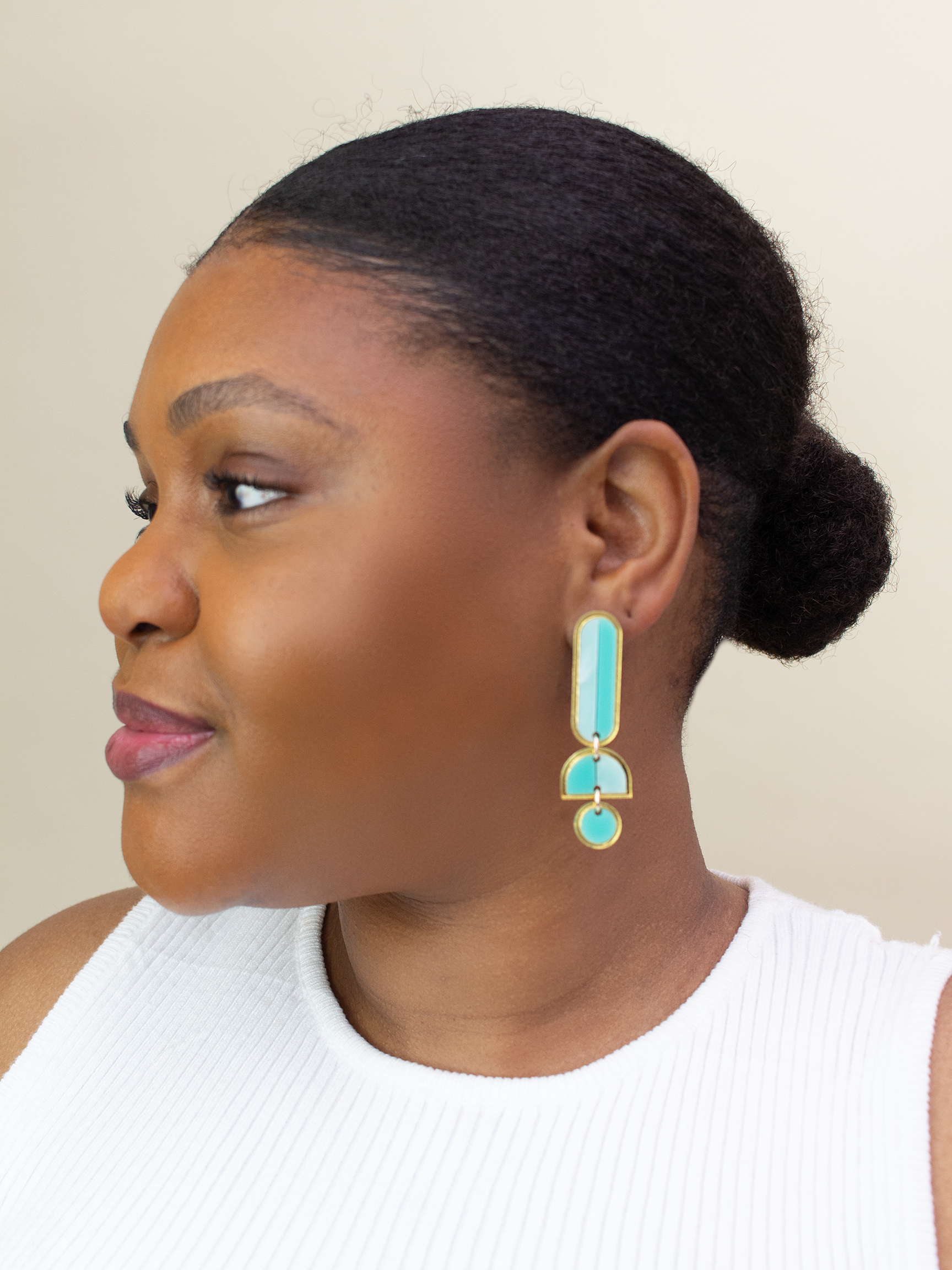 Lanie Turquoise Gold Acrylic Dangle Earrings