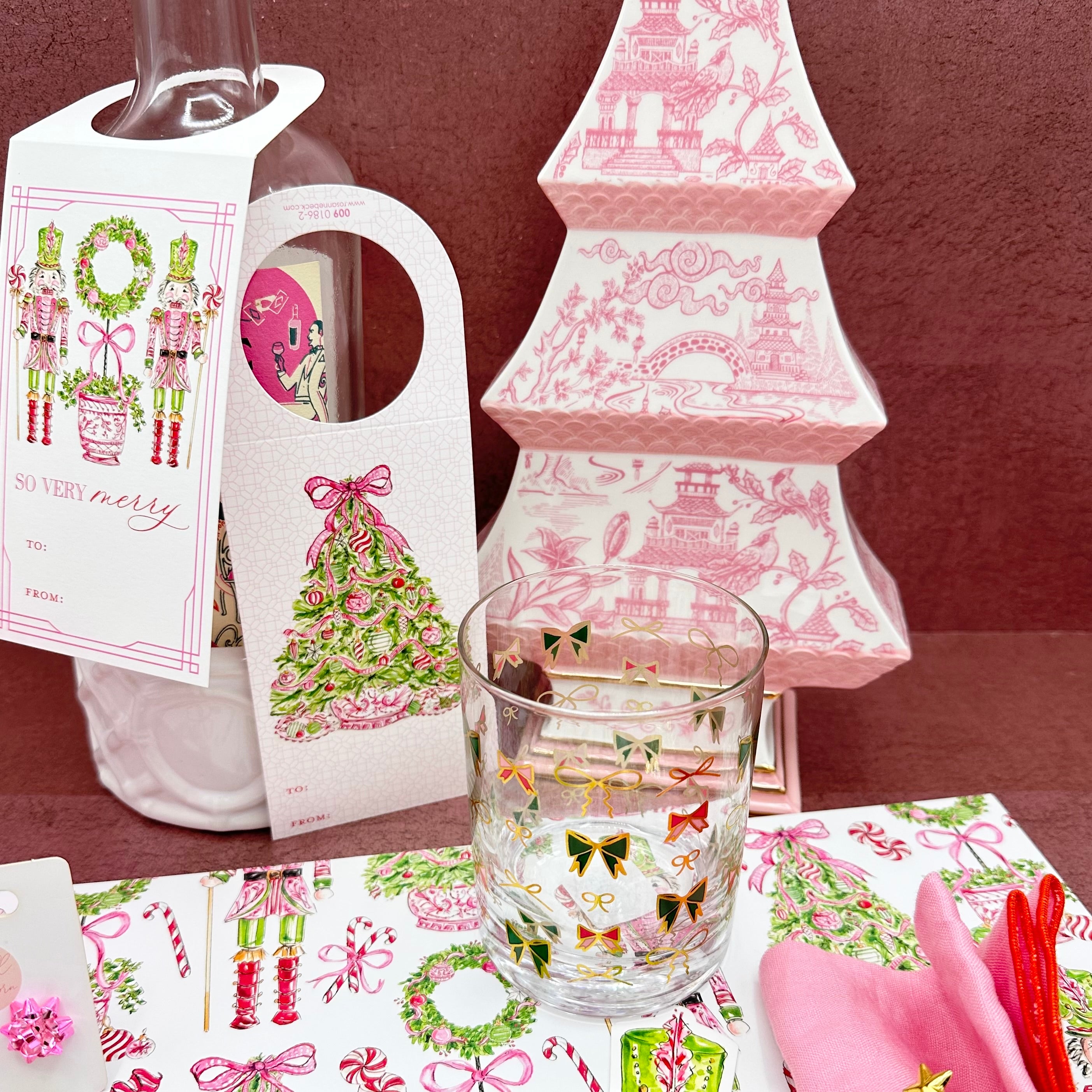 Pink Peppermint Nutcracker Wine Tag