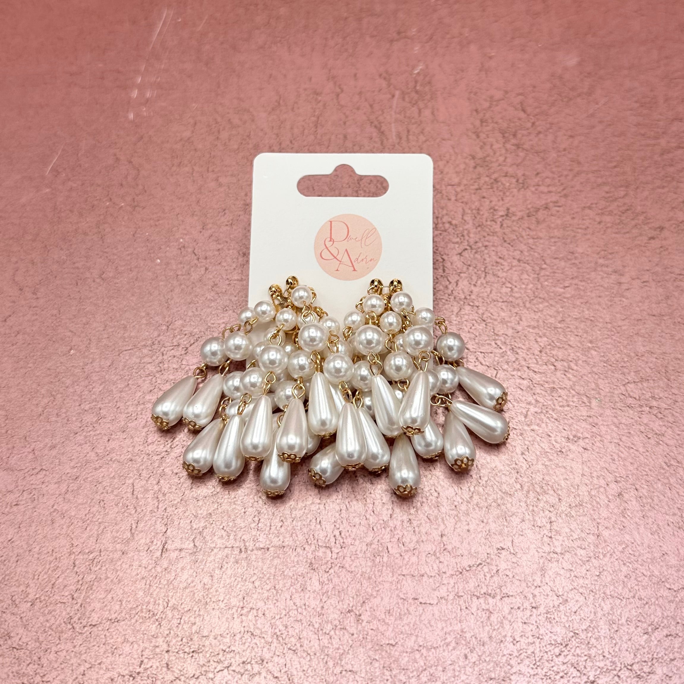 Faux Pearl & Gold Statement Drop Earrings