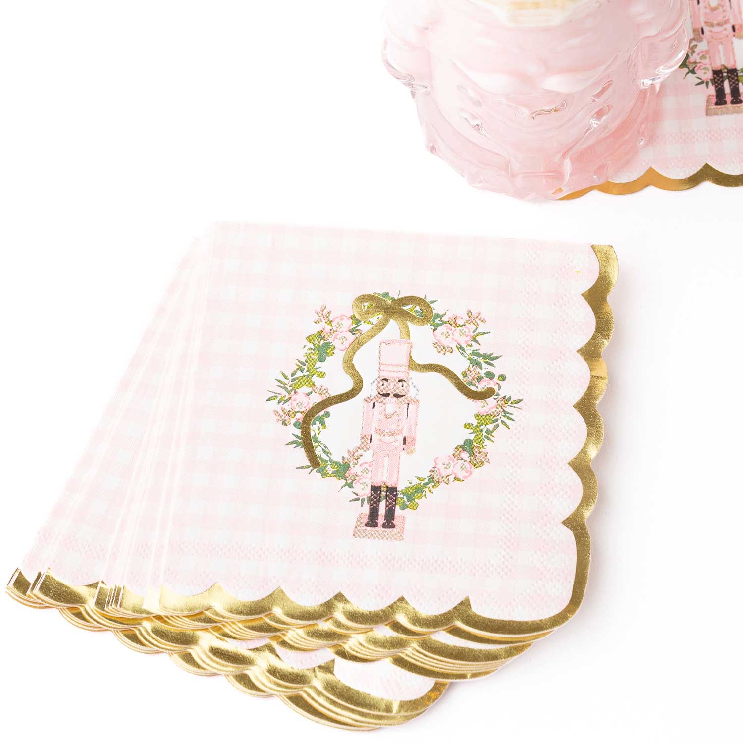 Sugarplum Gingham Paper Cocktail Napkin