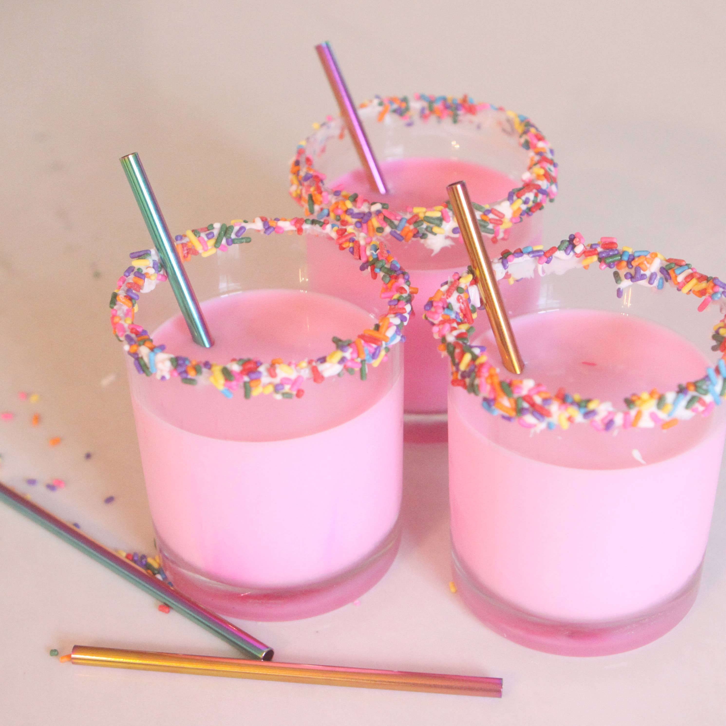 Rose Gold Cocktail Metal Straw Set