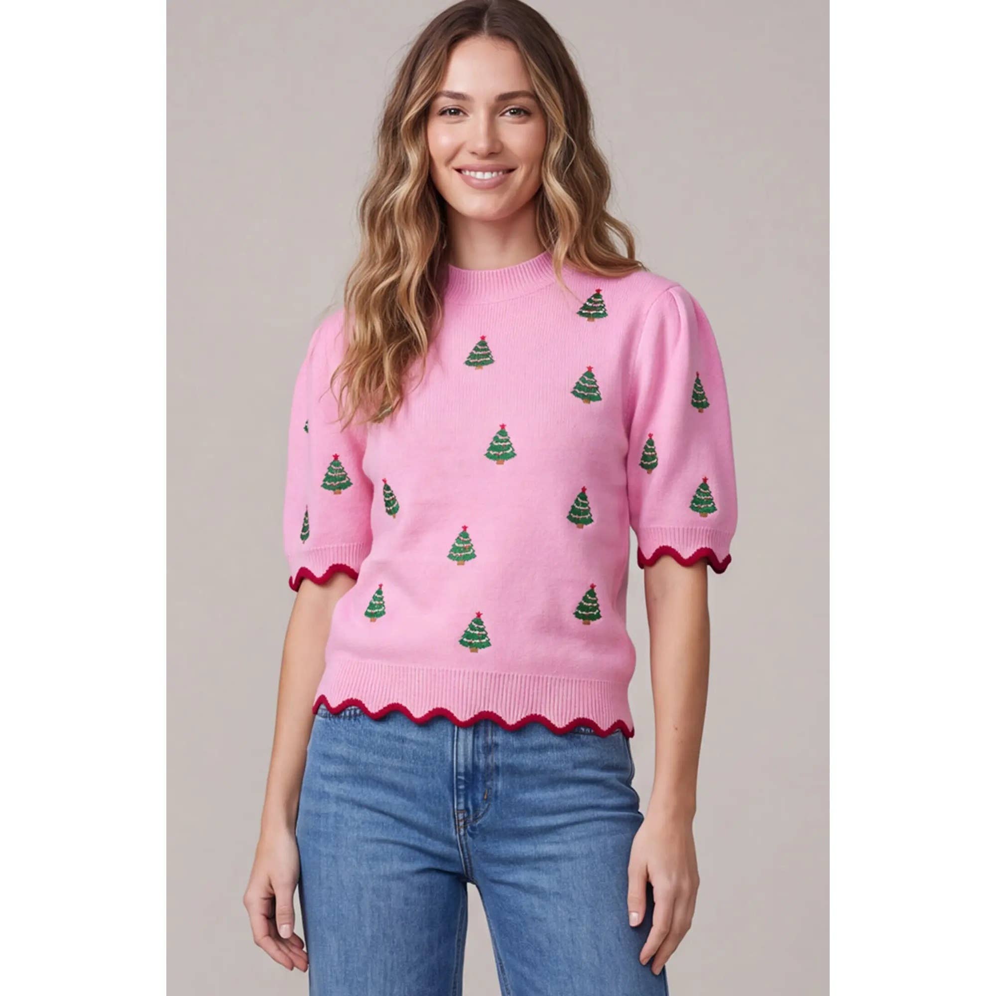 Christmas Trees Short Sleeve Sweater